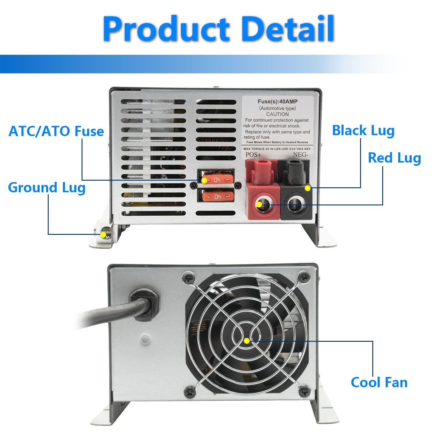Converter WF-9855 55 Amp Deck Power Converter Charger For RV Trailer Camper 12V