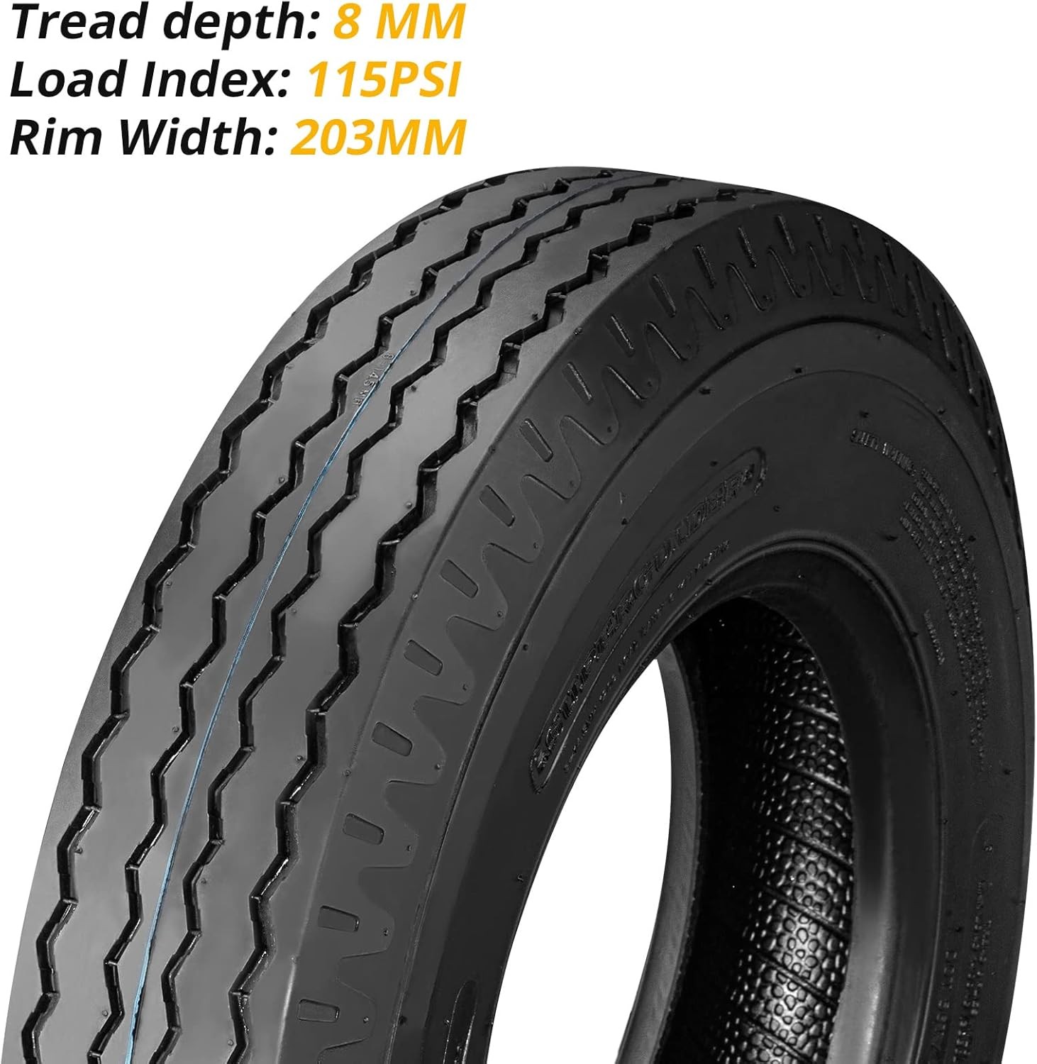 Set of 2 8-14.5 Trailer Tires 14PR Load Range G, 115 PSI, Noise-Reduced & Durabl
