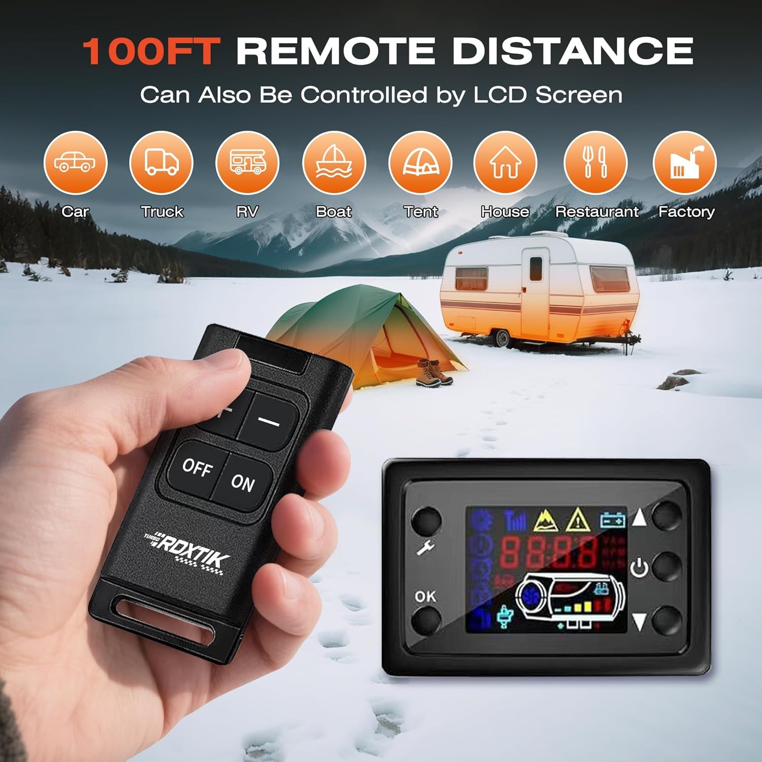 RDXTIK 8KW Diesel Heater, 5L 12V/24V All in One with LCD Switch, Remote Control