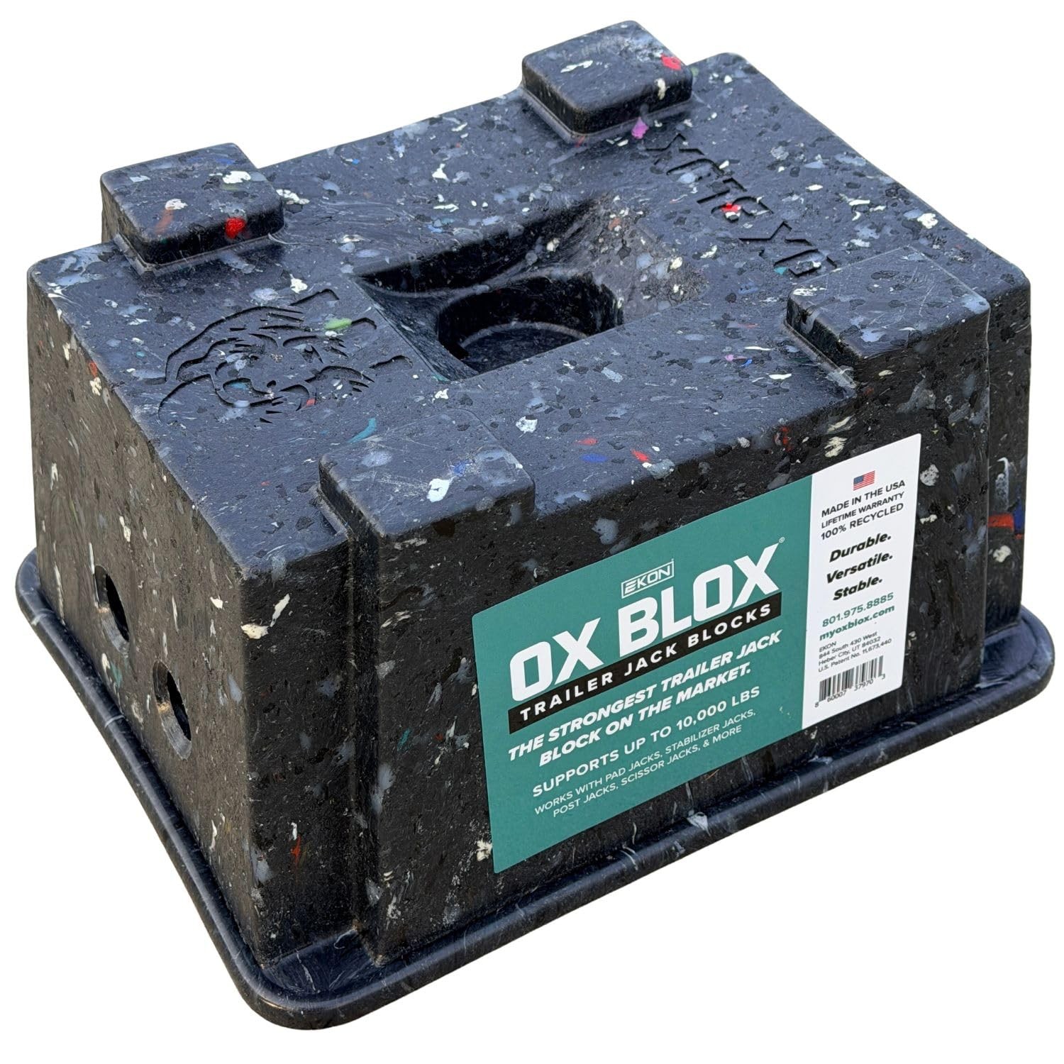 OX BLOX 10,000 lb Trailer Jack Block ~ Heavy~Duty Recycled Plastic, Made in USA