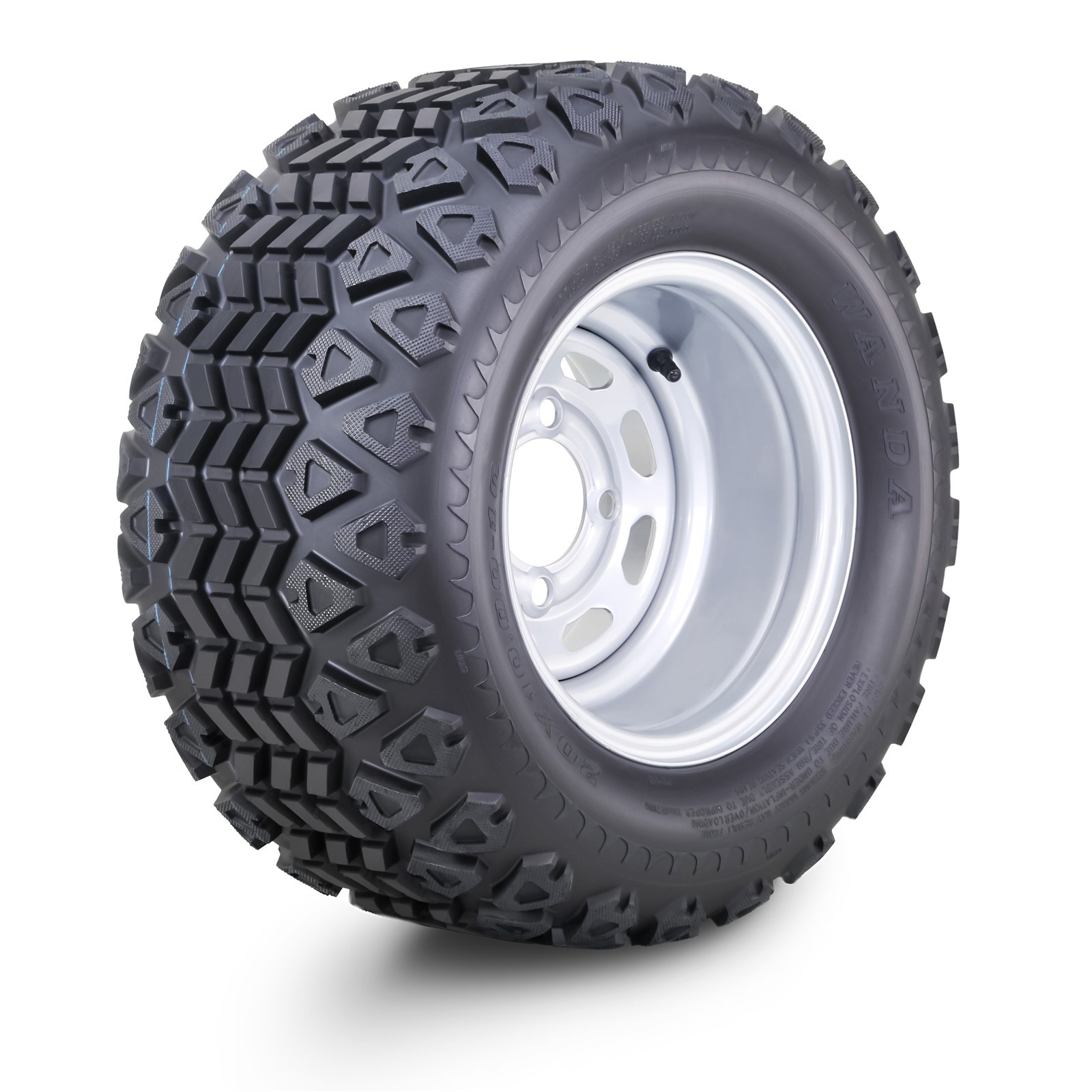 WANDA Golf Cart Tire Assembly 20X10-10 w/4×4″ PCD ET-15.5 Silver Wheel-14030