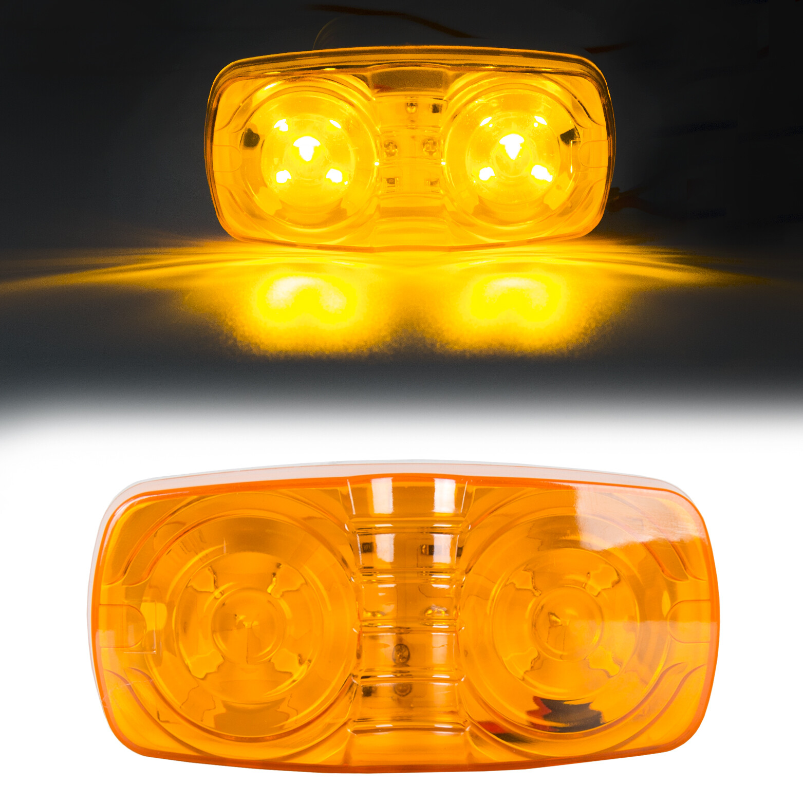 10X Trailer Amber Marker LED Light Double Bullseye 10 Diodes Clearance Light