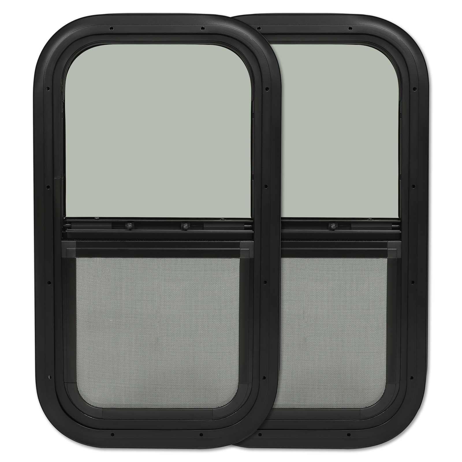 2 Pack 12 x 22 Wall Vertical RV Window Cargo Trailer W/ Screen & Trim Ring