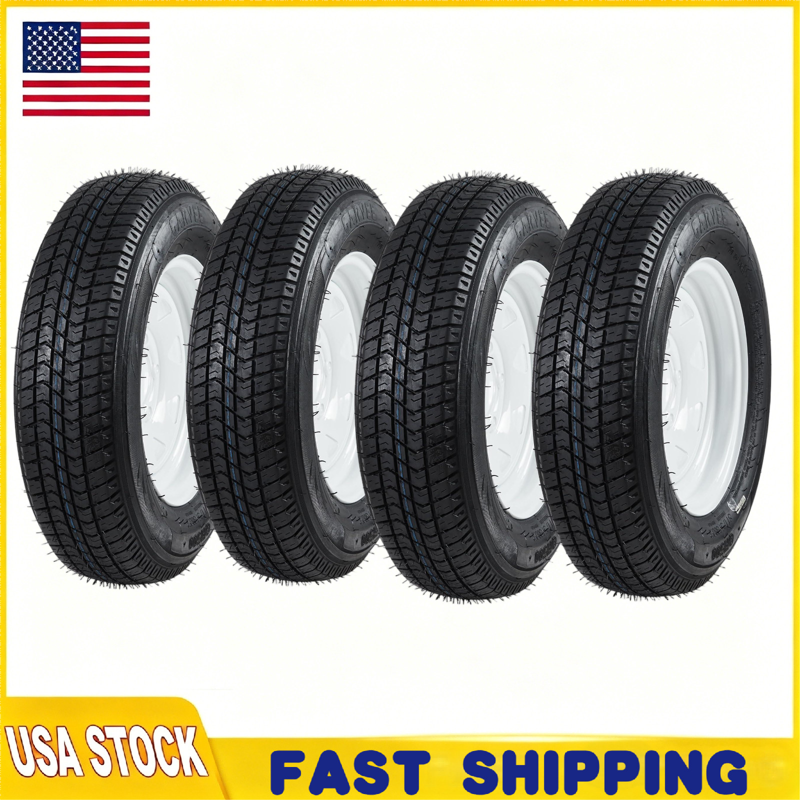 Set 4 ST205/75D14 Trailer Tires w/ Rims 6Ply Load Range C Heavy Duty 205 75 14