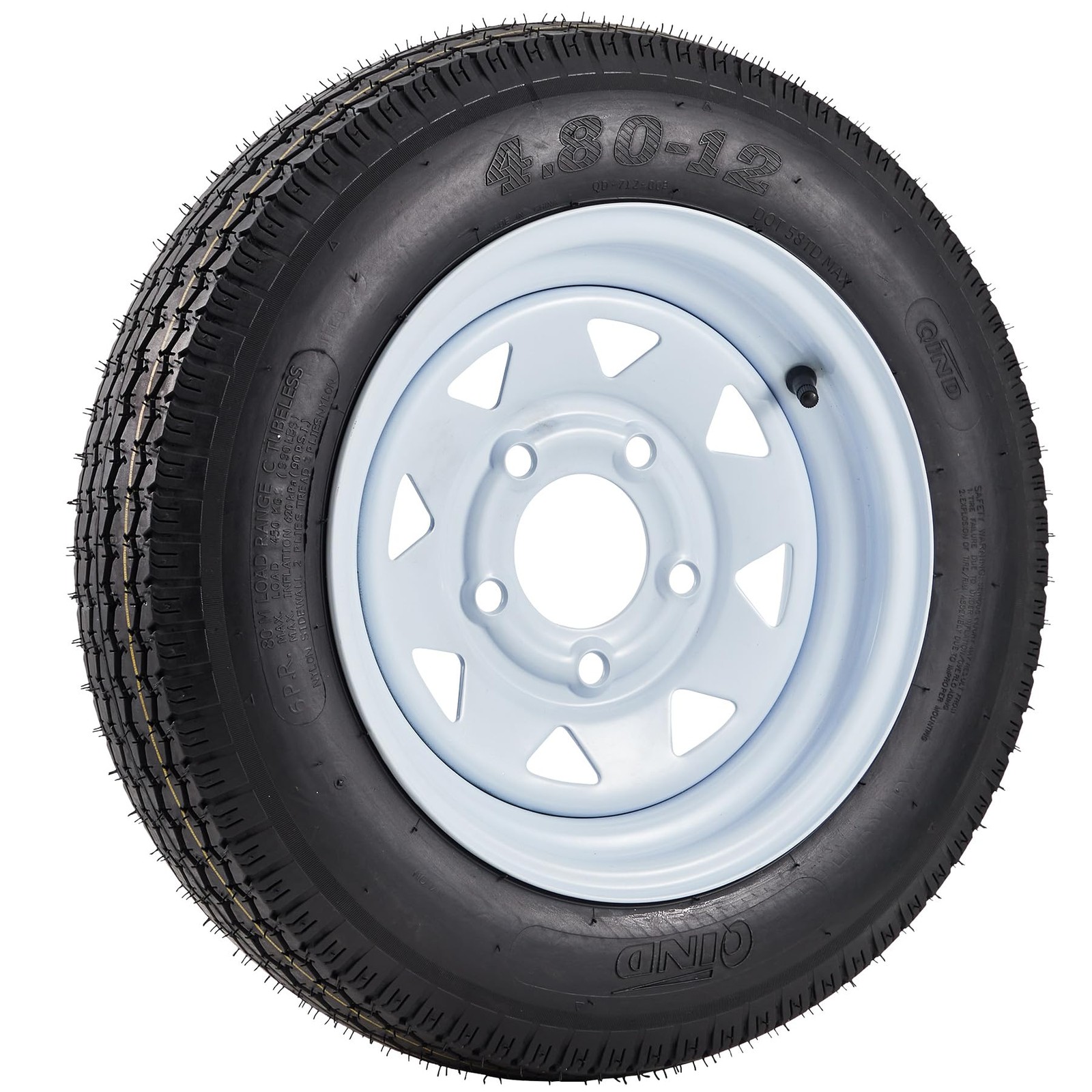 2 Set Trailer Tires Rims 4.80-12 4.80×12 6PR 12″ Rim Load Range C ,5 Lug On 4.5″