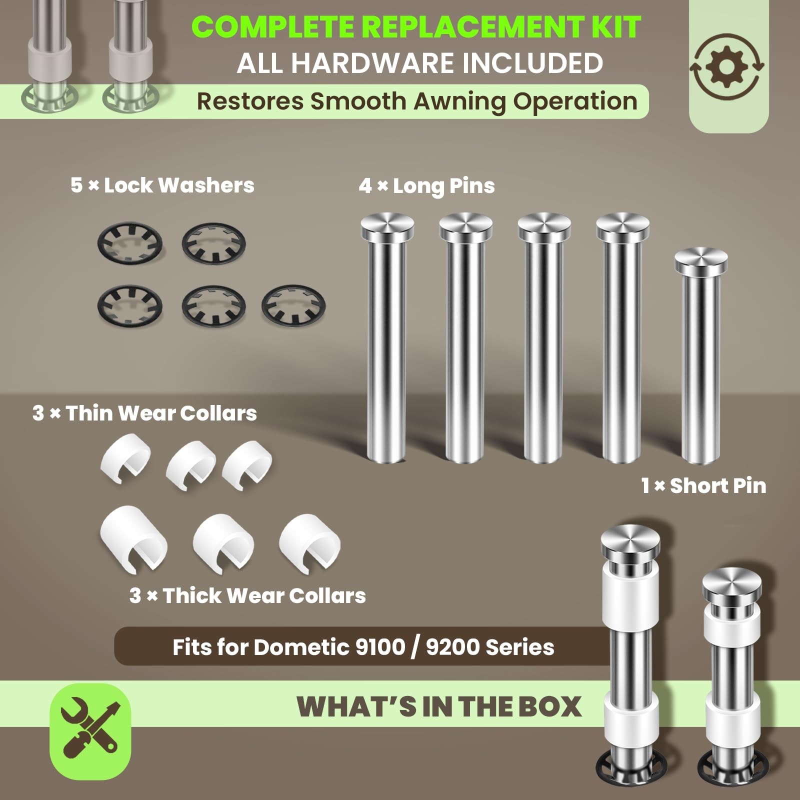 8952001.400U 8952002.400B Pin and Fasteners Kit For Dometic 9100/9200 RV Awning