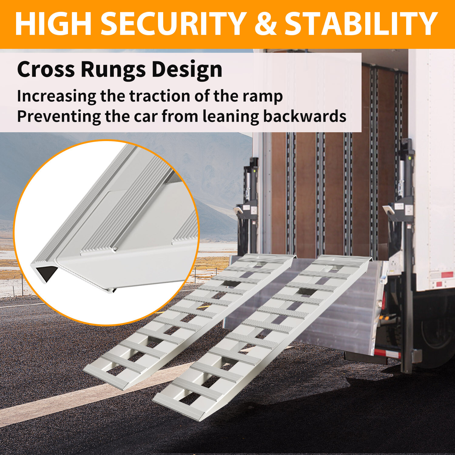 Pair For 60”X15″ Aluminum Ramps 6800 LBS Truck Car Auto Trailer Ramps Hook End
