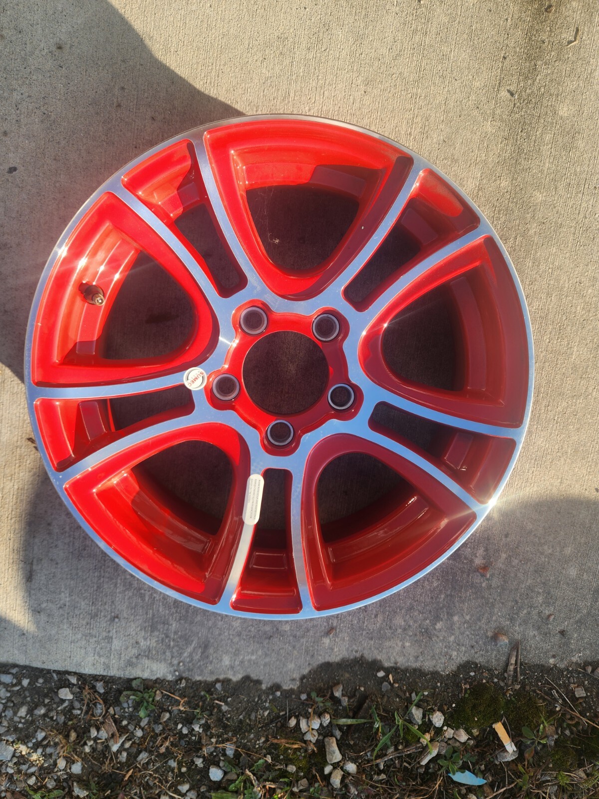 15″ x 5″ ALUMINUM TRAILER WHEEL 5-LUG ON 4.5 INCHES – RED