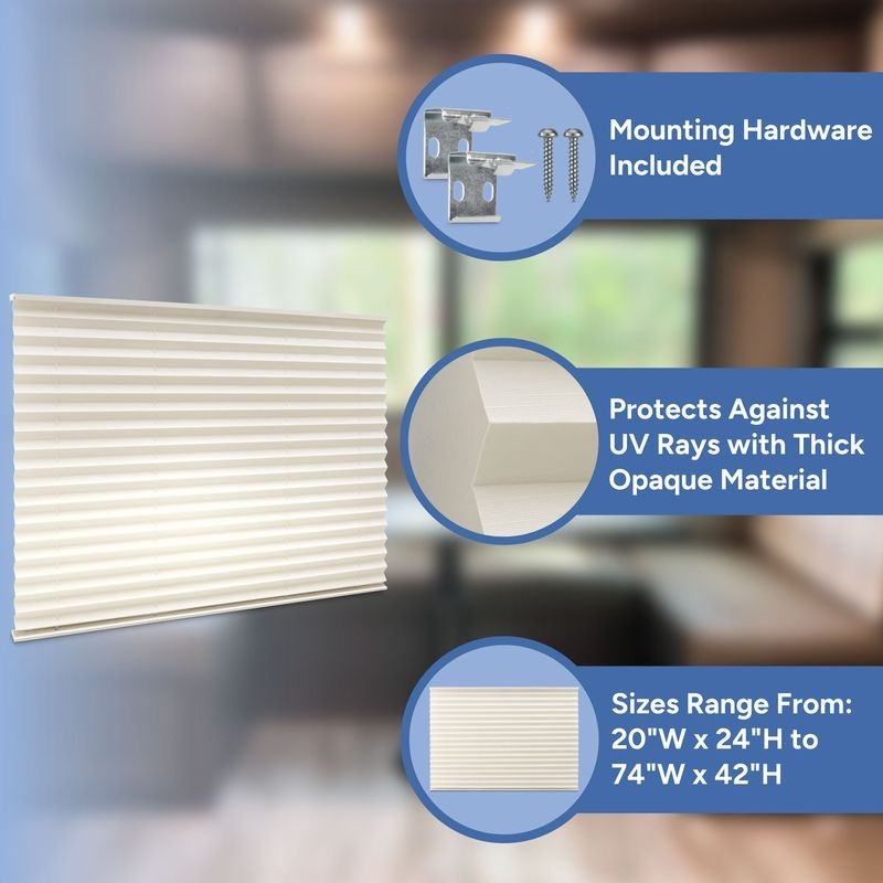RV Camper Pleated Blind Shades Cotton 20″W X 24″H