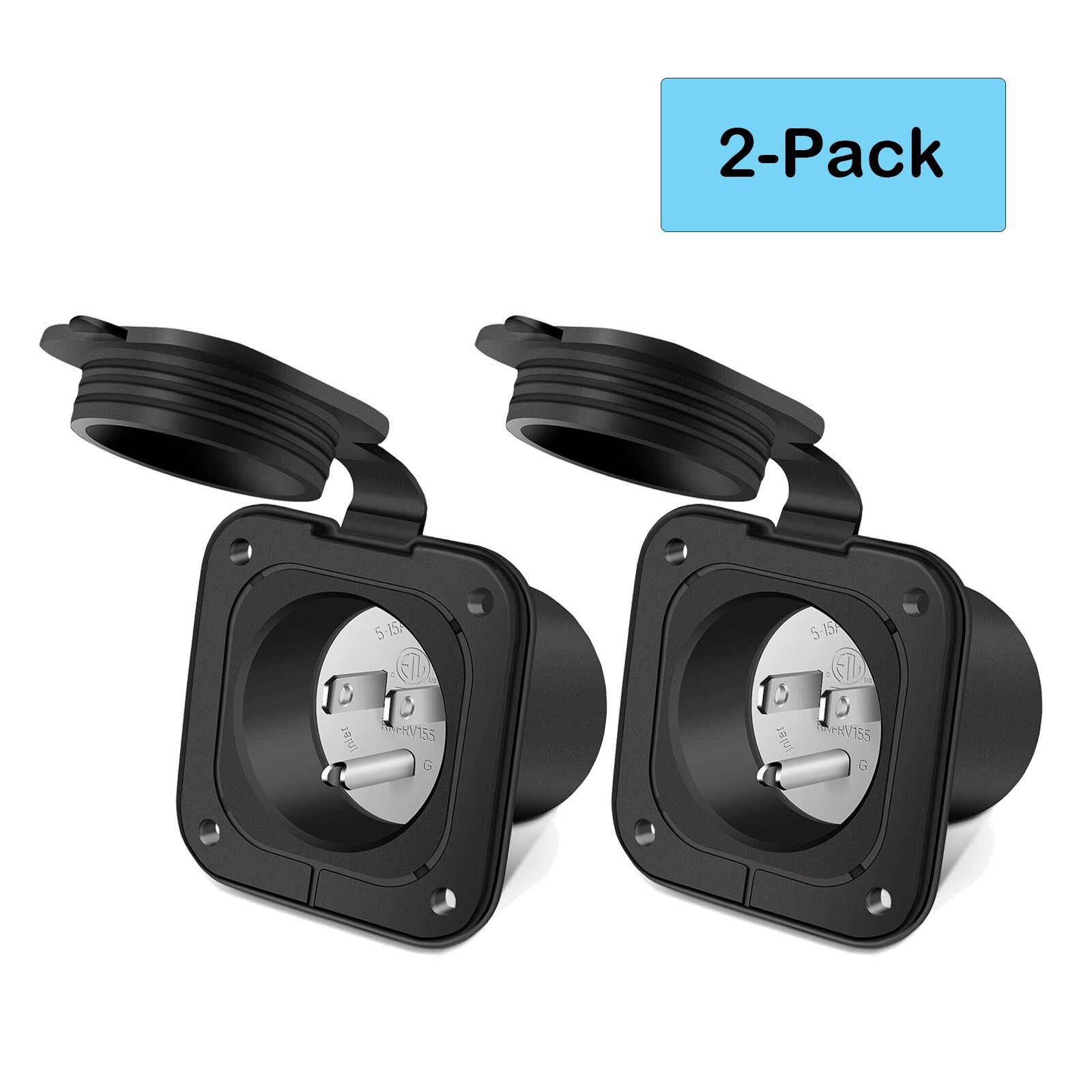 2Pcs Power Inlet Port Plug 15 amp 125v Twist Electrical Lock for Boat RV Marine