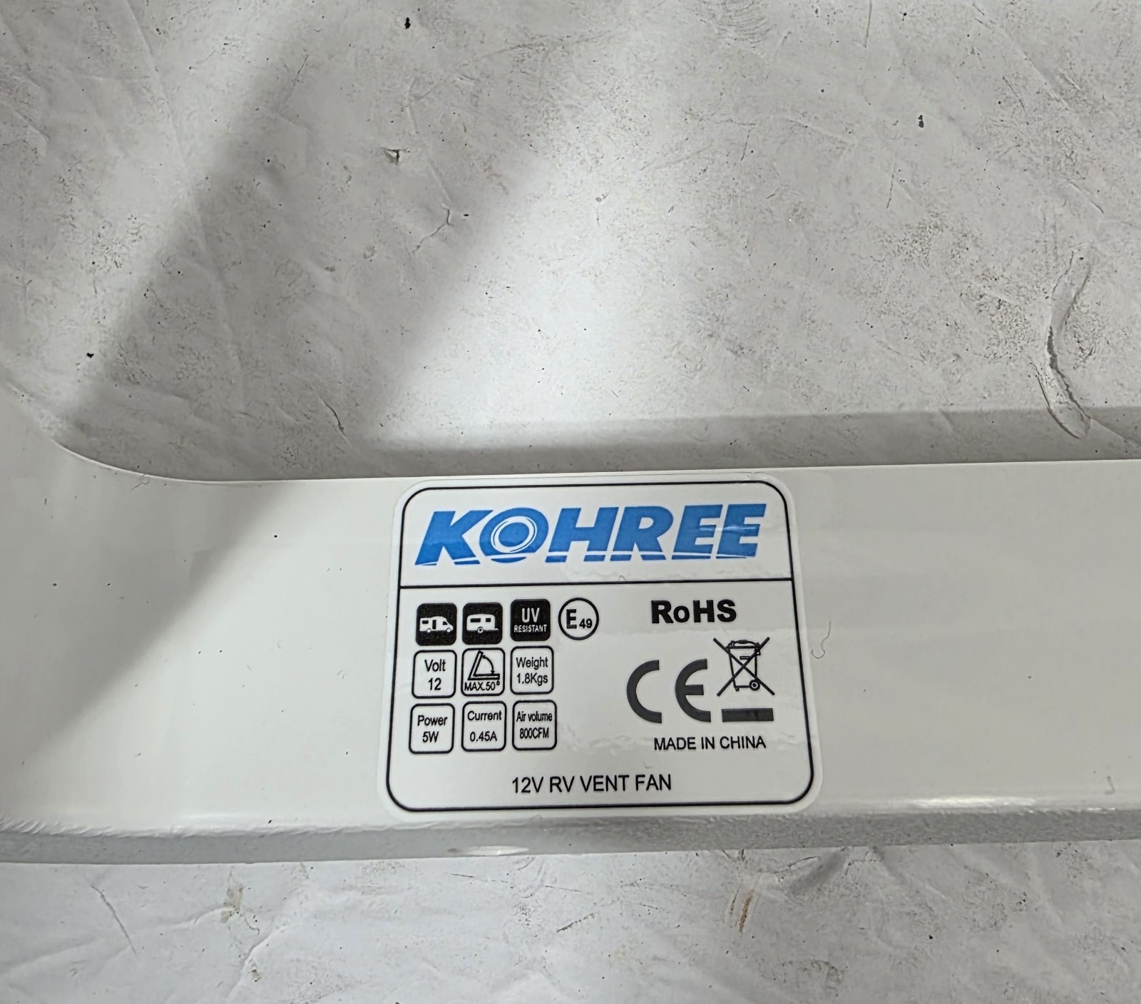 Kohree 14″ RV Roof Vent 12V Exhaust Fan Manual Lift White KR5316-WR New Open Box