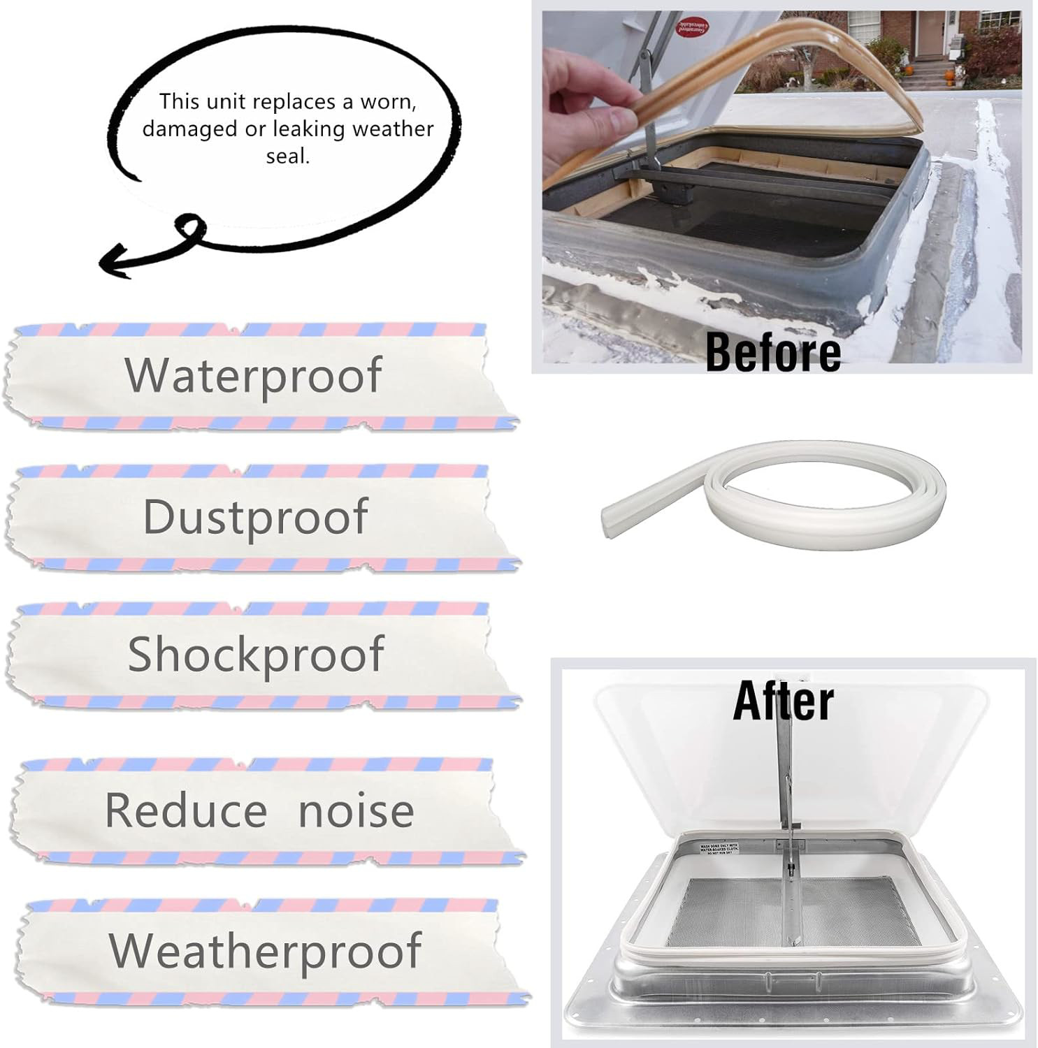 RV Roof Vent Seal 110″ RV Seal Replacement for Roof Vents Roof Vent Lid Gasket