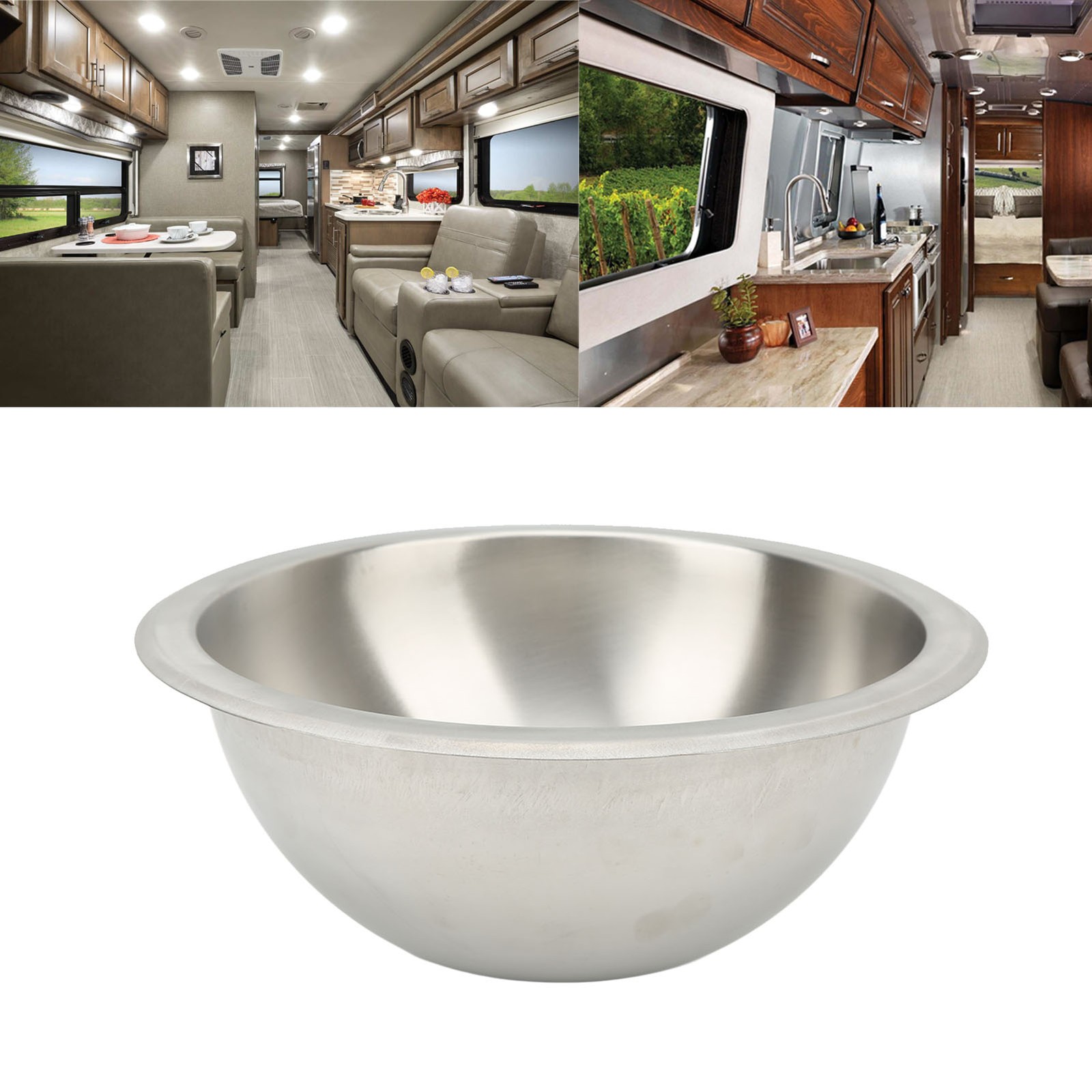 »Single RV Kitchen Sink 10in Round Stainless Steel Sink Stainless Steel Sink