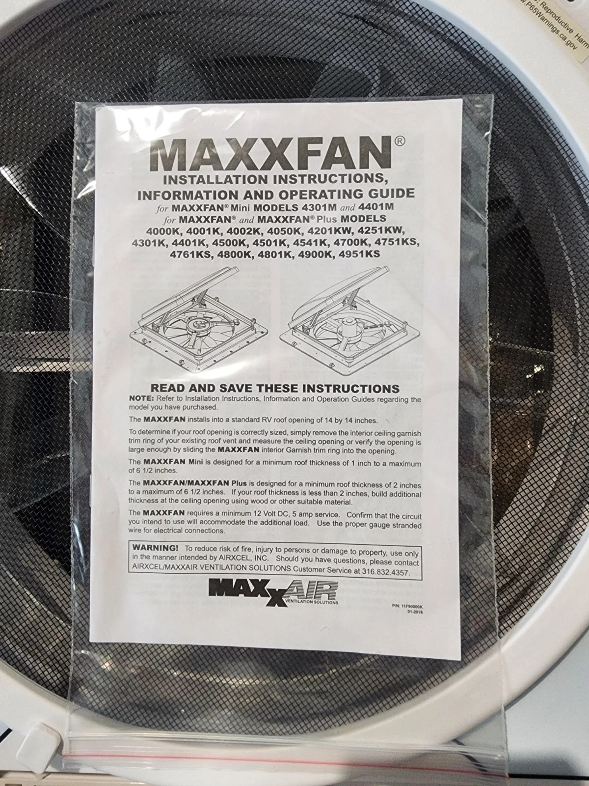 Maxxair 00-04951KSX MaxxFan Plus Electric Roof Vent Smoke Lid **Free Shipping**