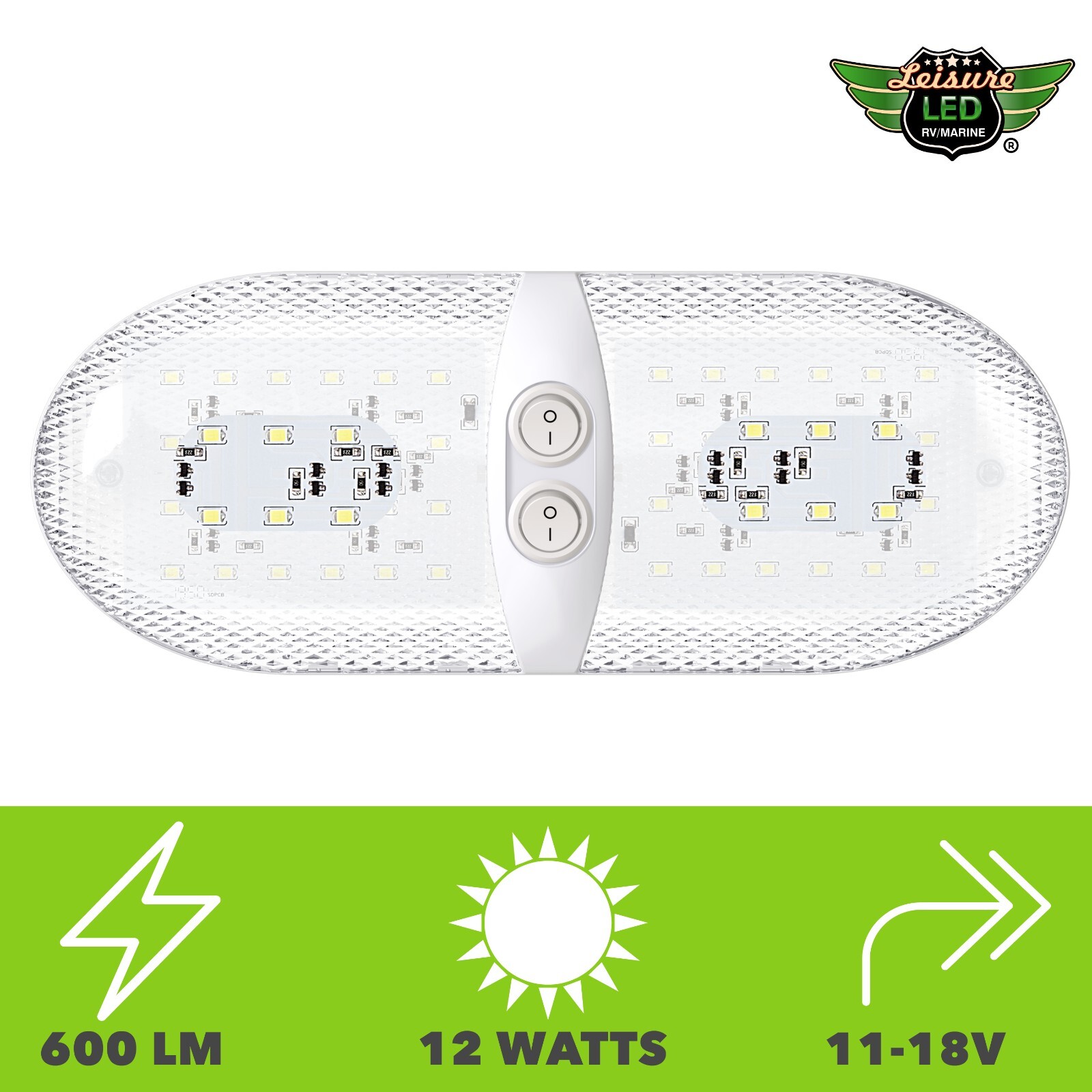 4 Pack – Cool White 6000-6500K RV Double Ceiling Dome Light – Interior Lighting