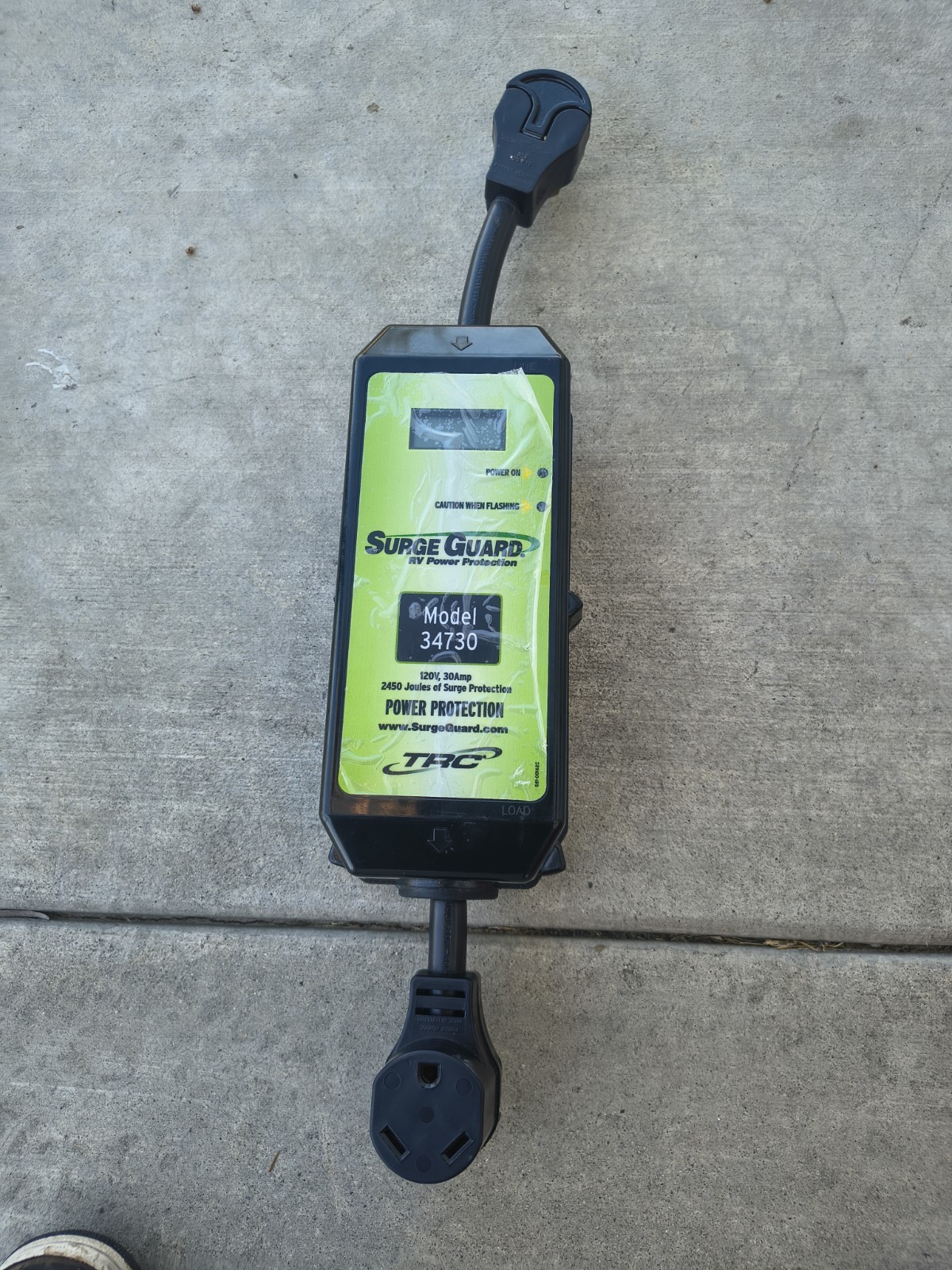 TRC Surge Guard Model 34730 is a portable 120V, 30-amp RV surge protector