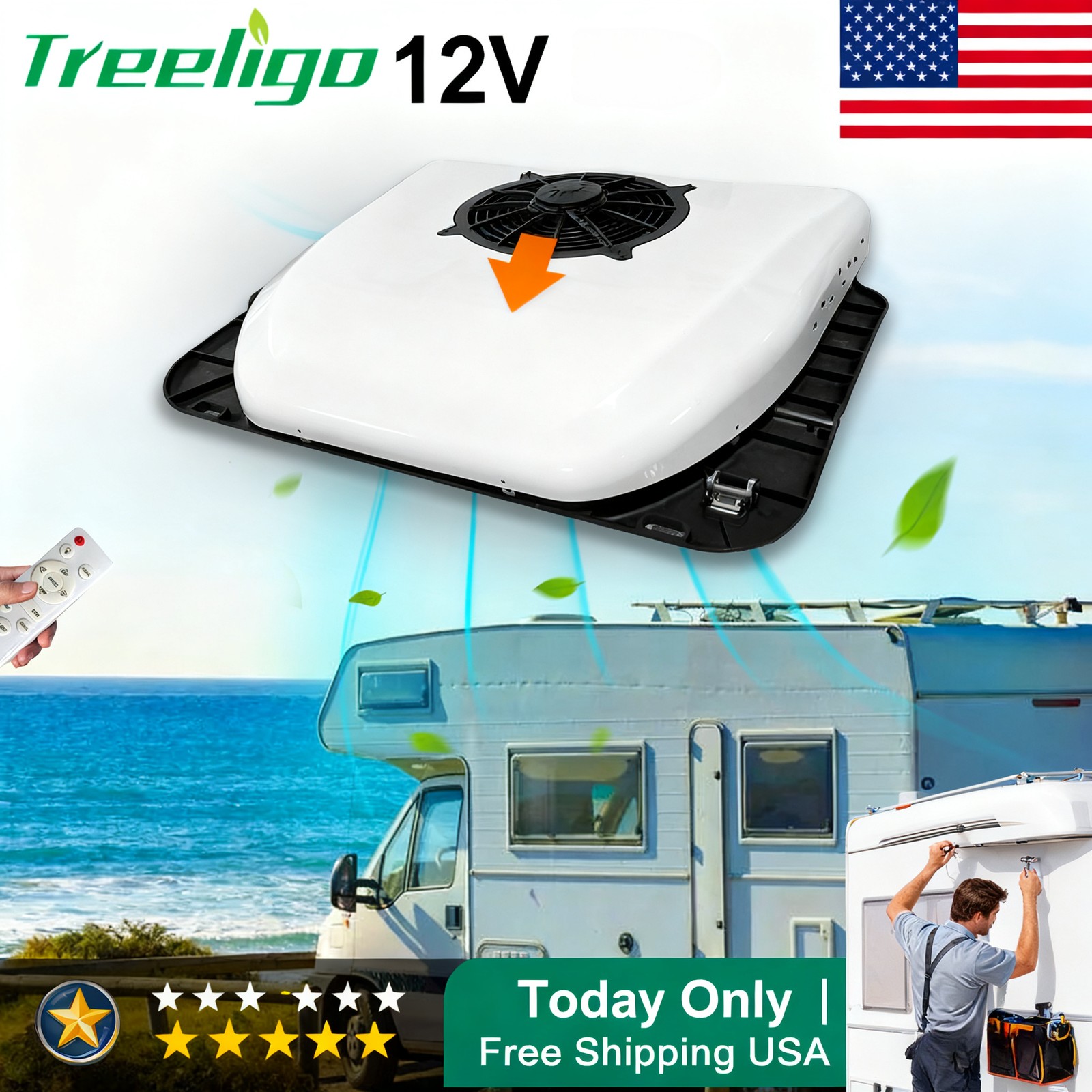 New Air Conditioner RV Rooftop Universal Thin AC Unit For Trucks RV Bus 12V