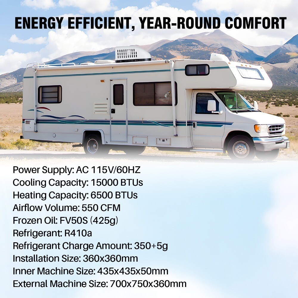 Bailigo 15000BTU 110V Heat&Cool Air Conditioner For RV Boat Truck Van Camper