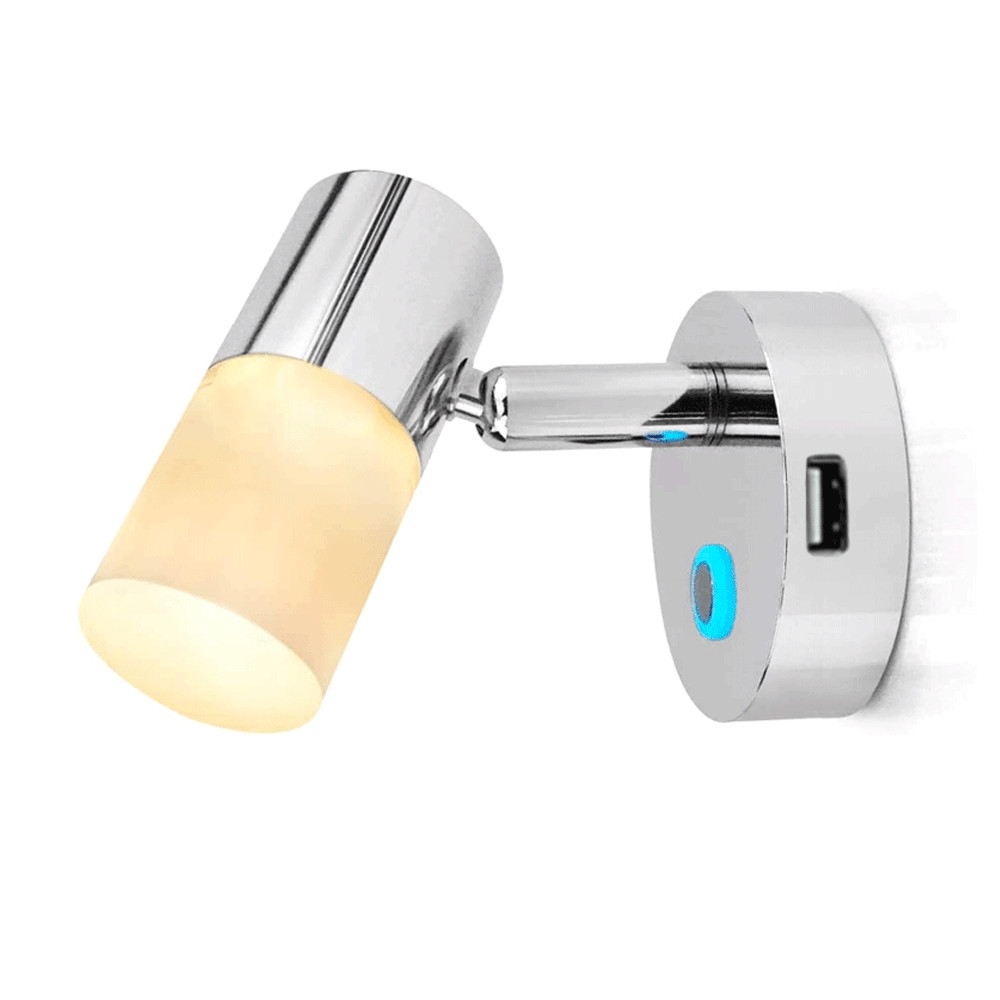 12V-24V Interior LED Spot Reading Light RV Boat Camper Bedside Dimmable Lamp USB