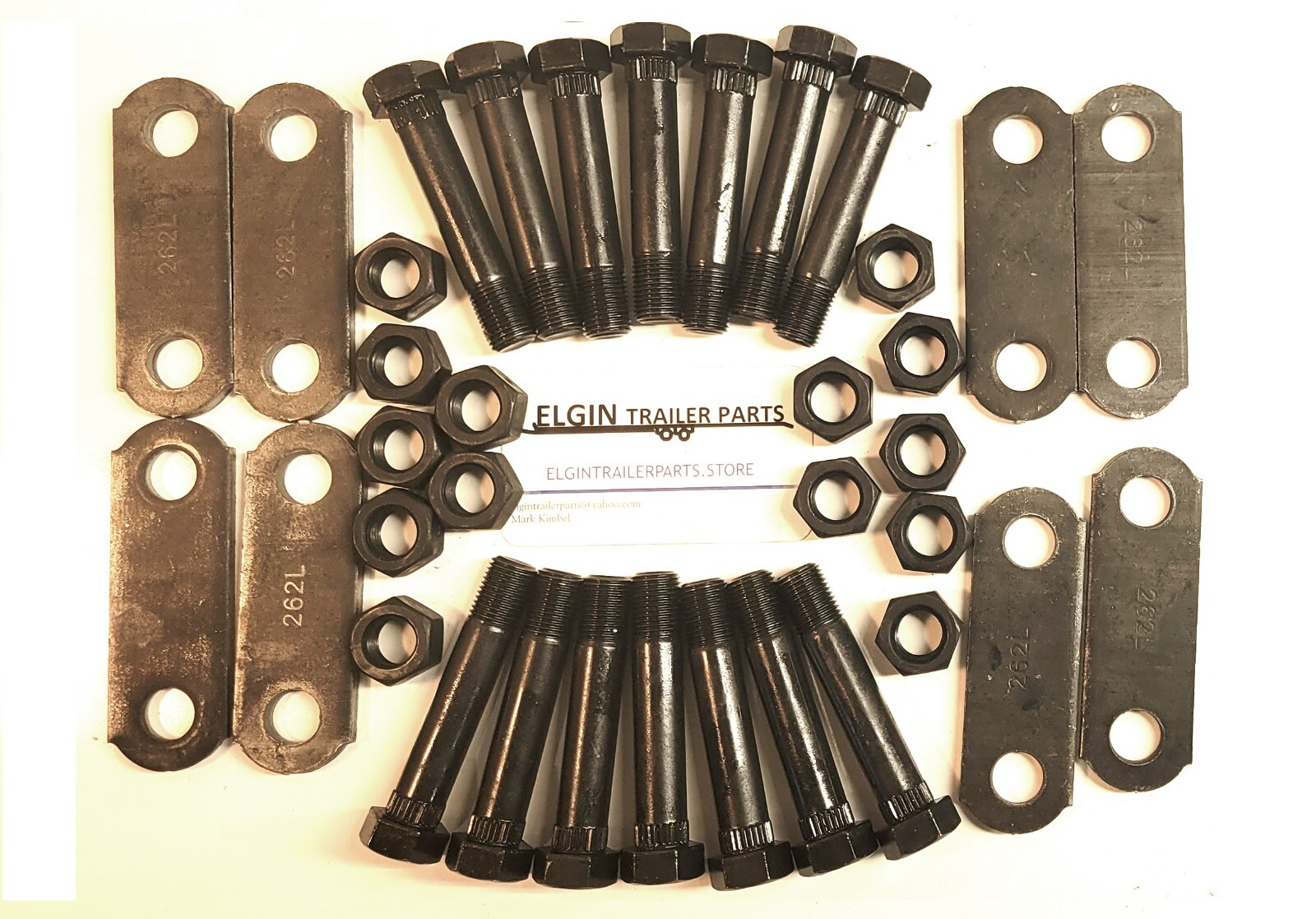 Replacement suspension bolts and shackles for tandem axle leaf spring 1 3/4″ w