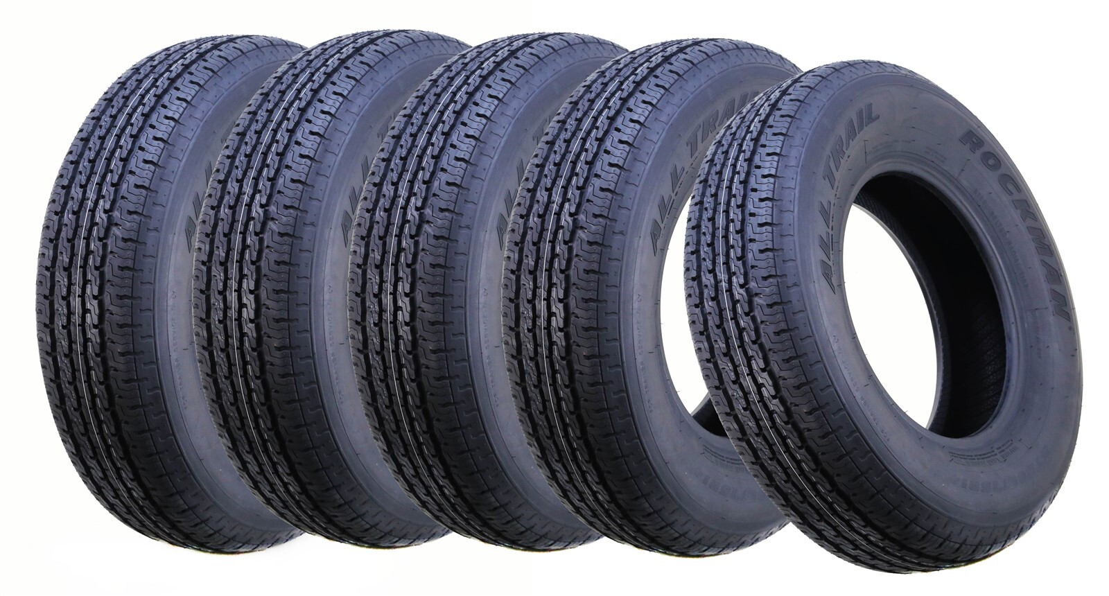 5 ROCKMAN Trailer Tires ST205/75R14 8-Ply Load Range D 105M Steel Belted Radial