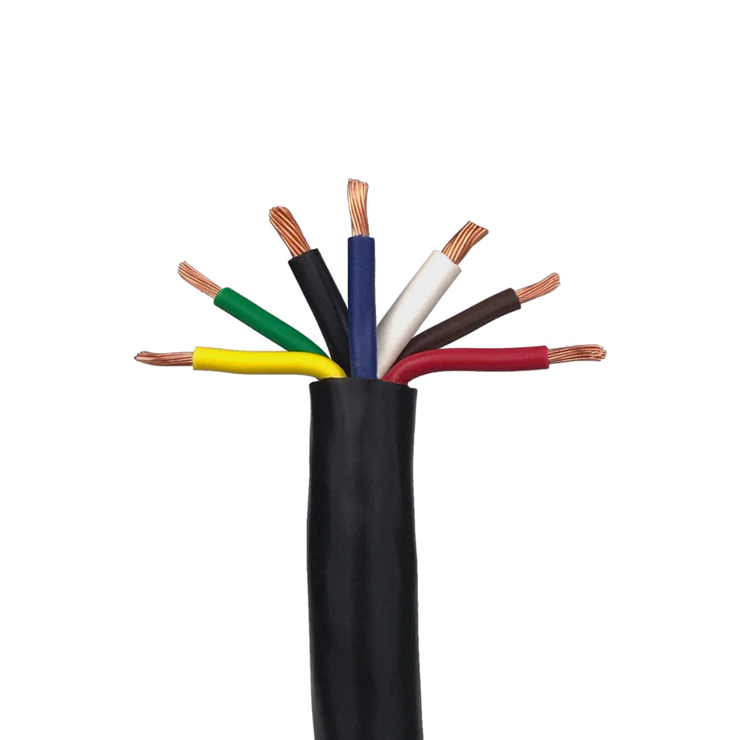 7 Conductor Trailer Cable, 10-12-14 AWG GPT, Color Coded PVC with Jacket, 1.5′