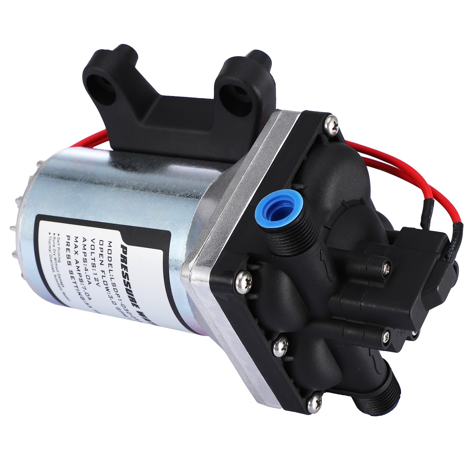 RV Water Pump 12 Volt DC 3.0GPM 55PSI Twist on Filter Boat Marine High Pressure