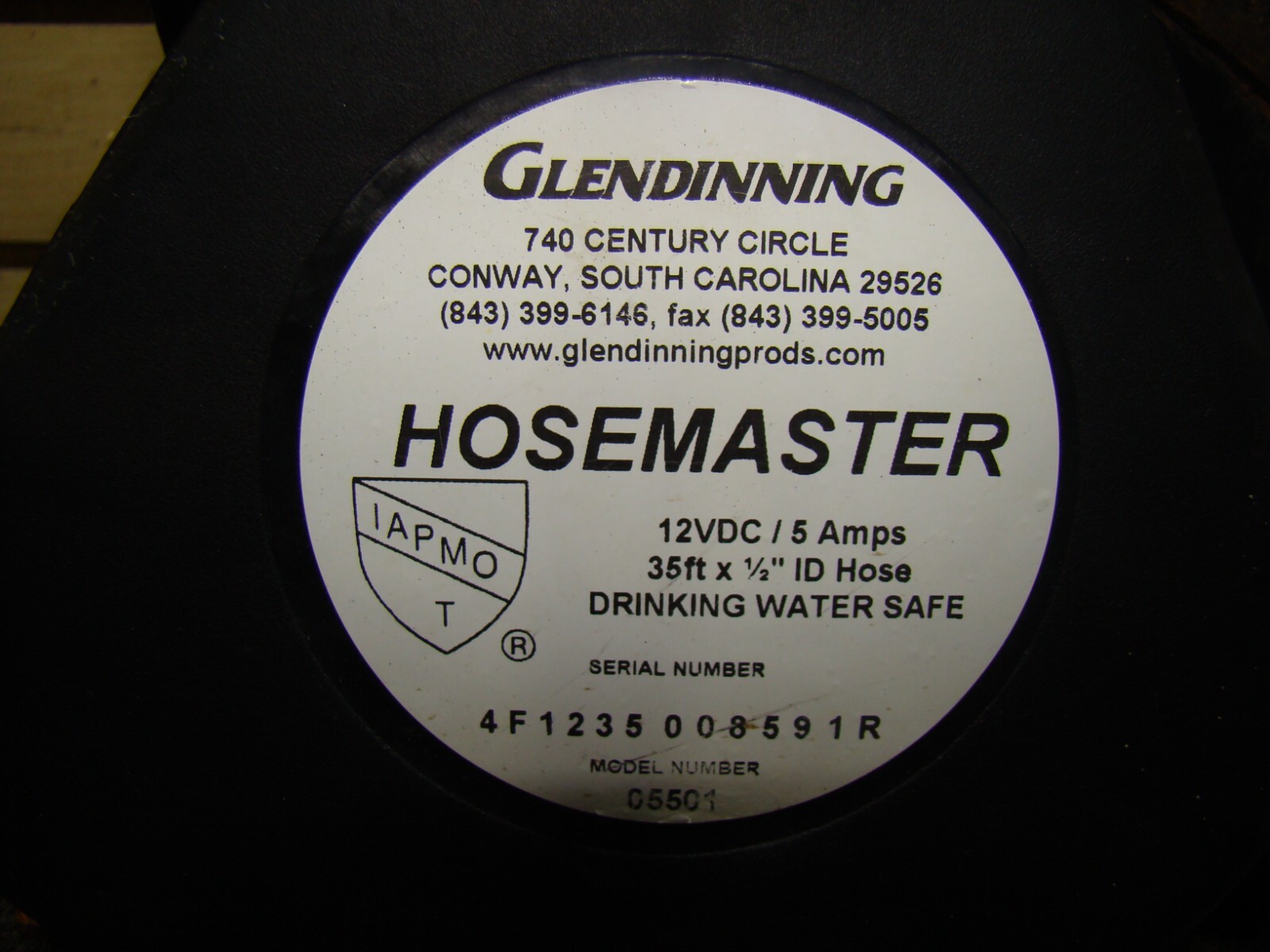 USED RV HOSEMASTER GLENDINNING 12VDC/5amps 35Ft X 1/2″ DRINKING WATER SAFE