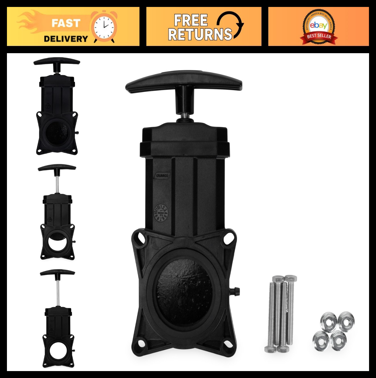 “Durable RV Waste Valve Replacement with Handle – 1.5” Diameter Opening, Easy In