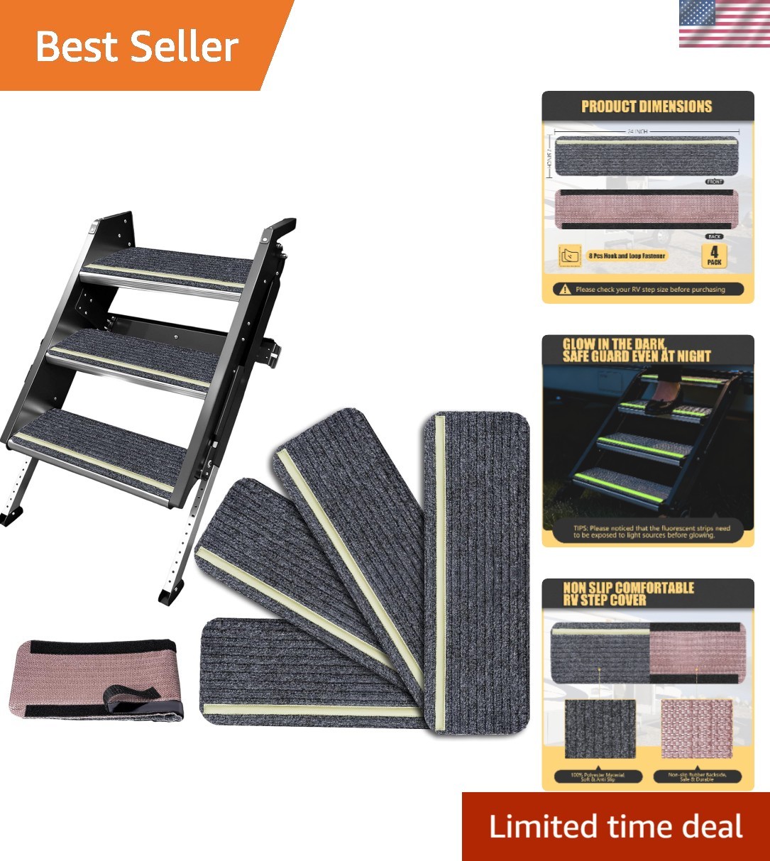 RV Step Covers 4 Packs, RV Stair Covers for Mobile Home and Camper, Camper St…