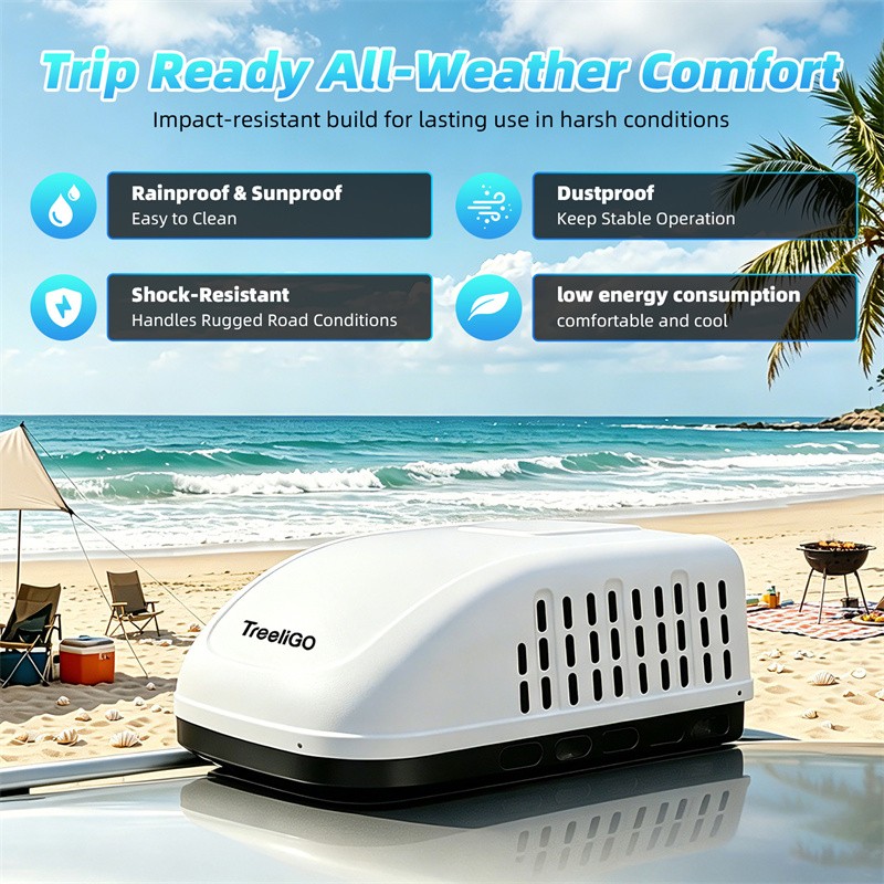 Treeligo 110V 15000BTU Heat&Cooling Air Conditioner For RV Van Camper Truck Boat