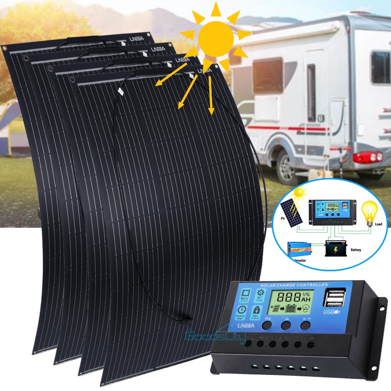 200W 400W Flexible Mono Solar Panel Kit for Power Station RV Home Roof Camper