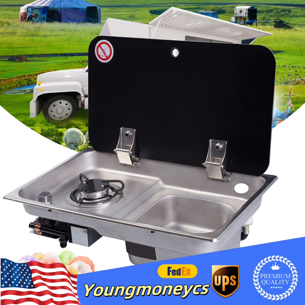 LPG 1 Burner Boat Caravan RV Camper Gas Stove Hob With Sink Combo Cooktop SS304
