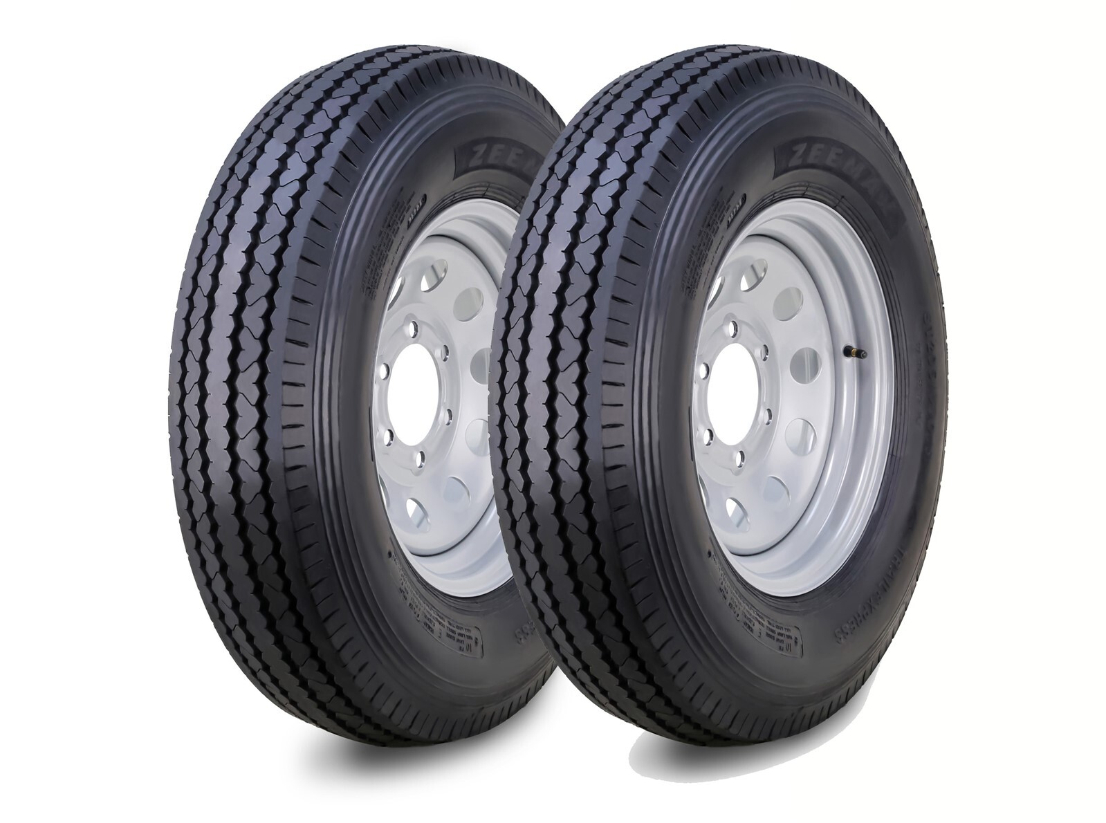 2 ZEEMAX Trailer Tire Assembly ST205/90D15 10-Ply Silver Mod Rim 6 Lug on 5.5″
