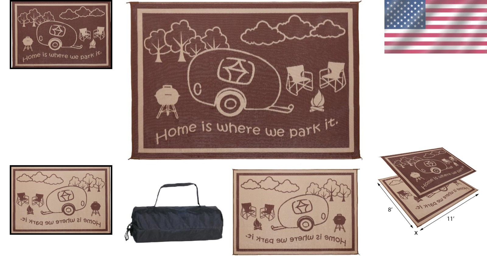 Lightweight and Stylish 8′ x 11′ Reversible Mat – Perfect for Gardens & RVs