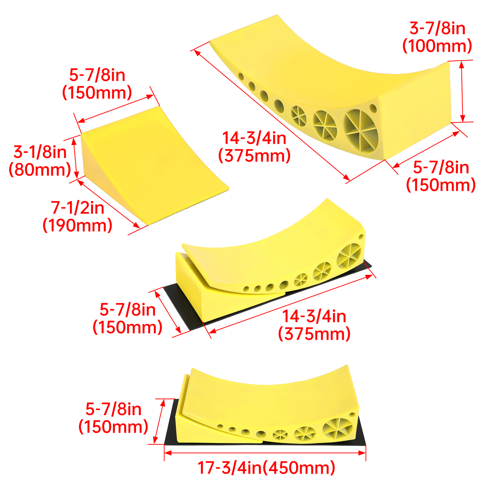 Universal 2 X Camper Leveler Curved RV Camper Trailer Leveling Blocks and Chocks