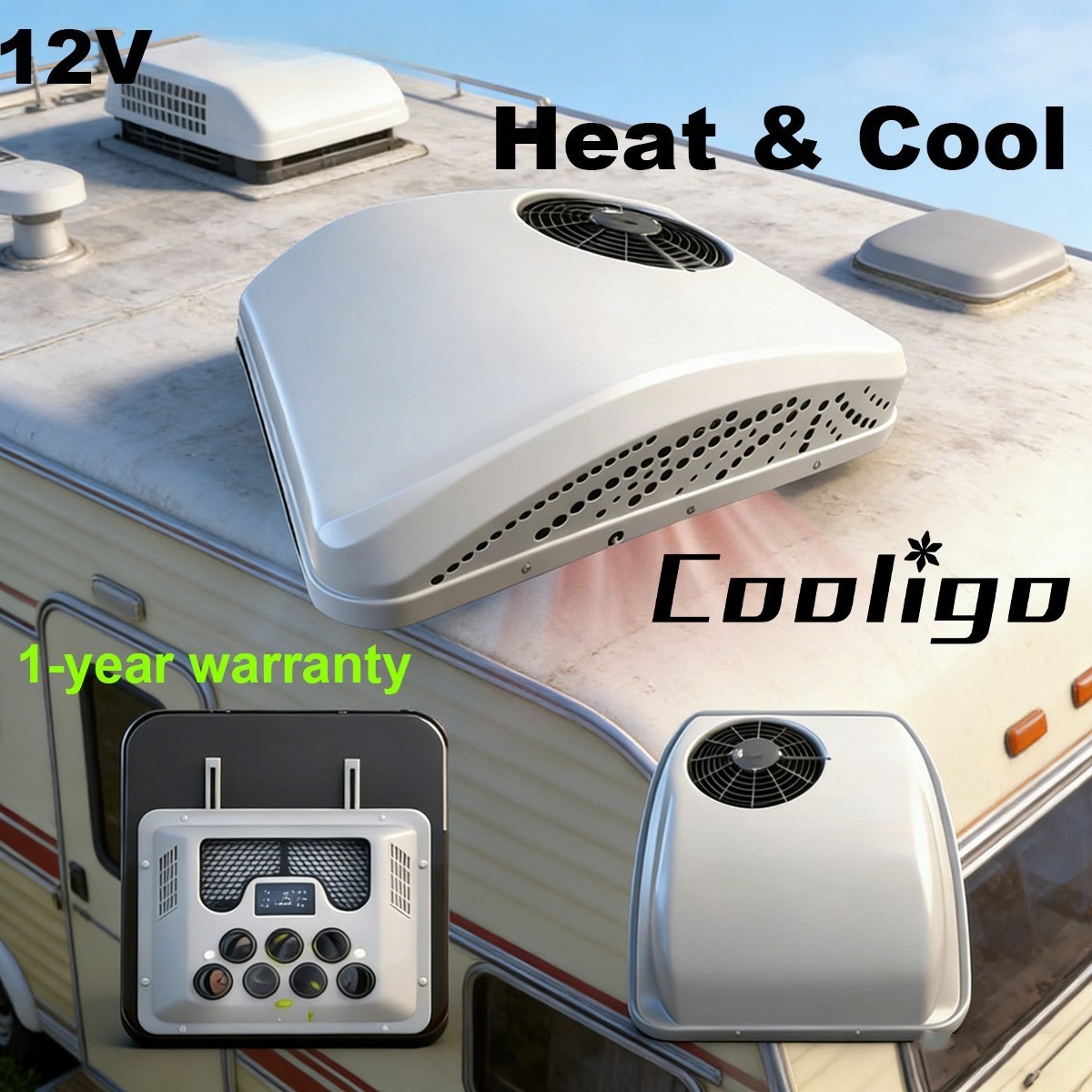 12v RV Air Conditioner Electric Rooftop Ac Unit for RV Trucks Cool&Heat 2 in 1