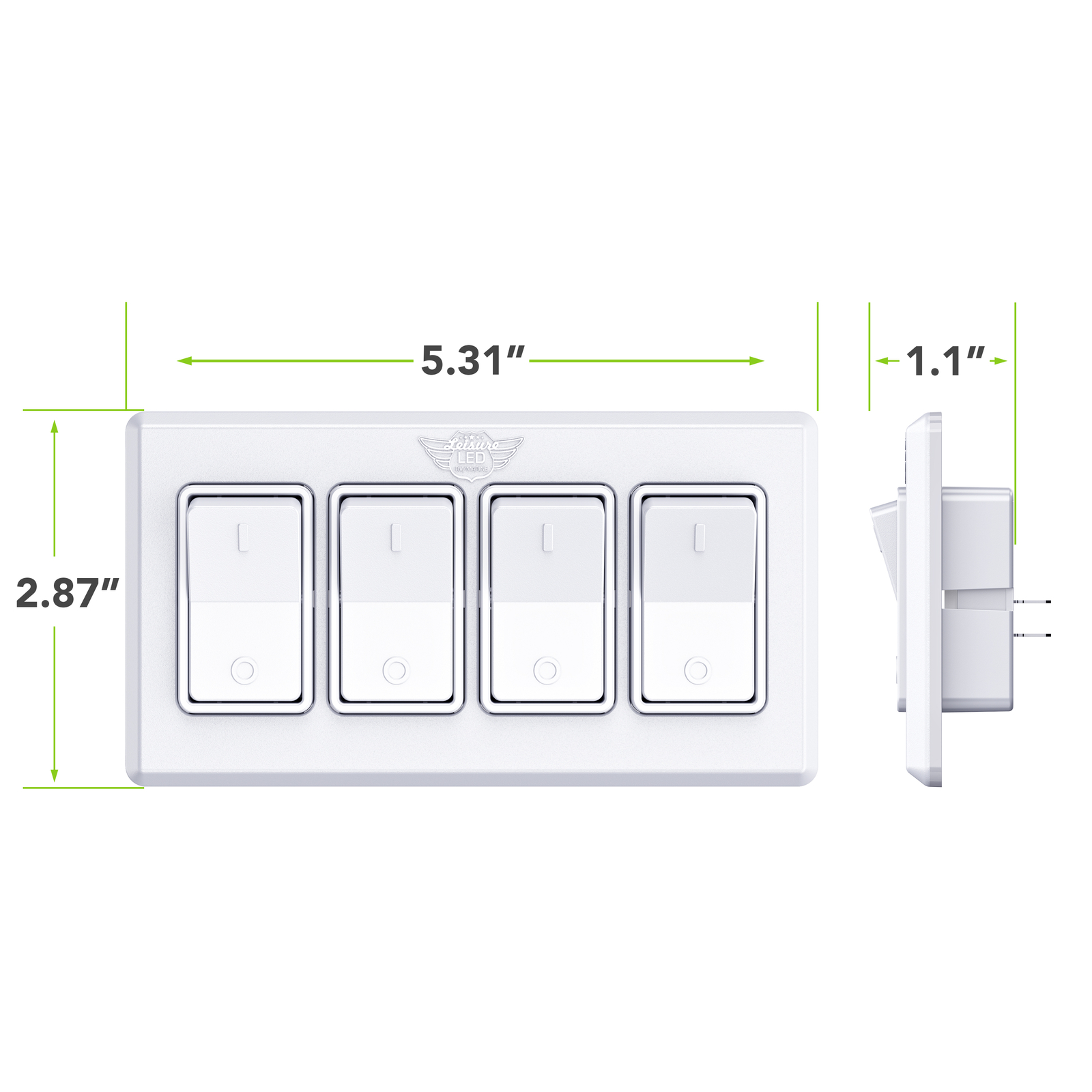 Single 4-Gang On-OFF 12 volt White Light Switch – RV Camper Trailer Marine Boat