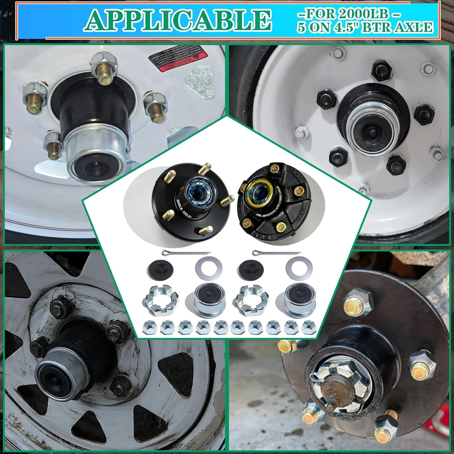 High-Strength Trailer Hub Assembly Kit with Pre-Lubricated Parts and