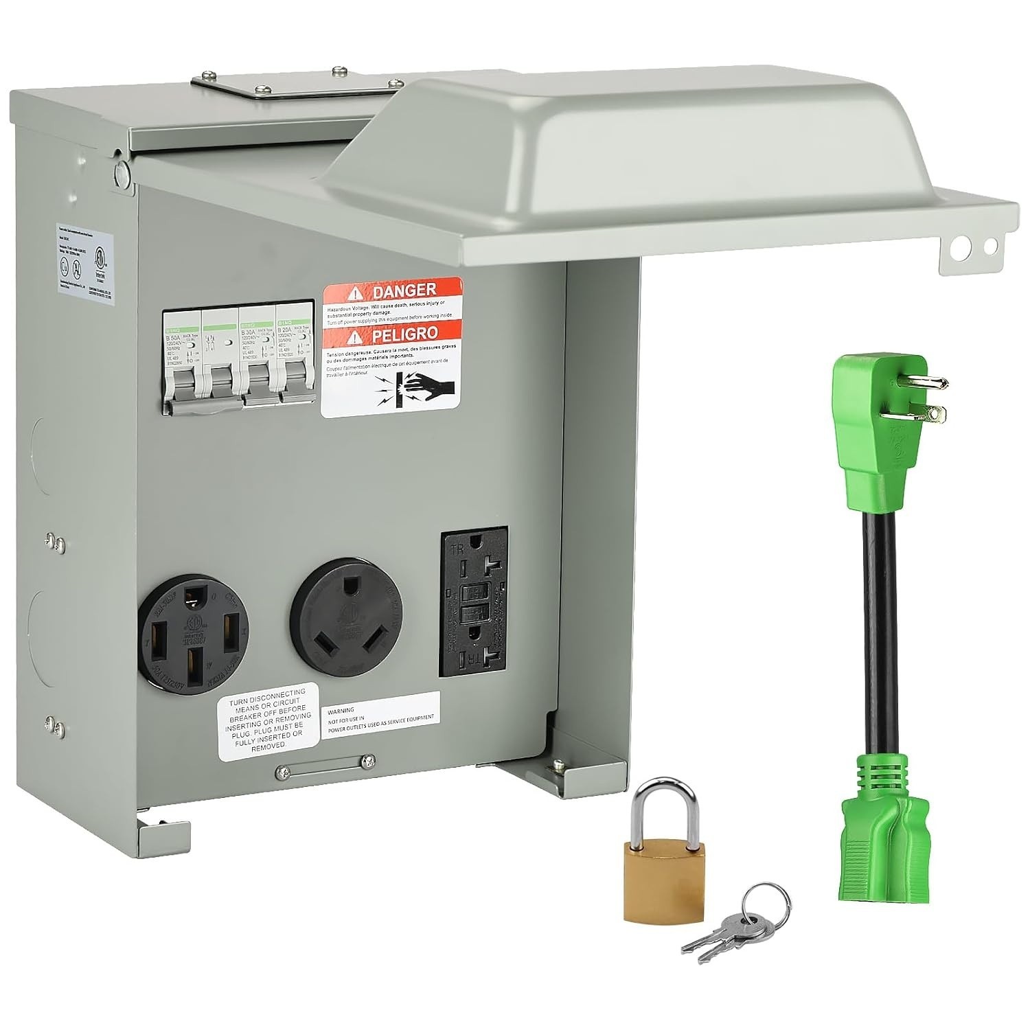 RV Temporary Power Outlet Panel W/ Breaker ETL Listed 20 30 50 Amp RV Receptacle