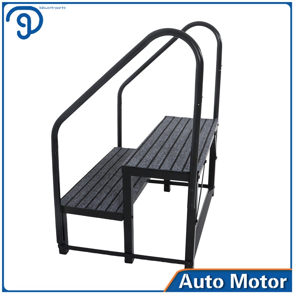 RV Steps Outdoor 2/3/4 Steps with 2 Handrails w/ Step Mat 660 lbs Load Capacity