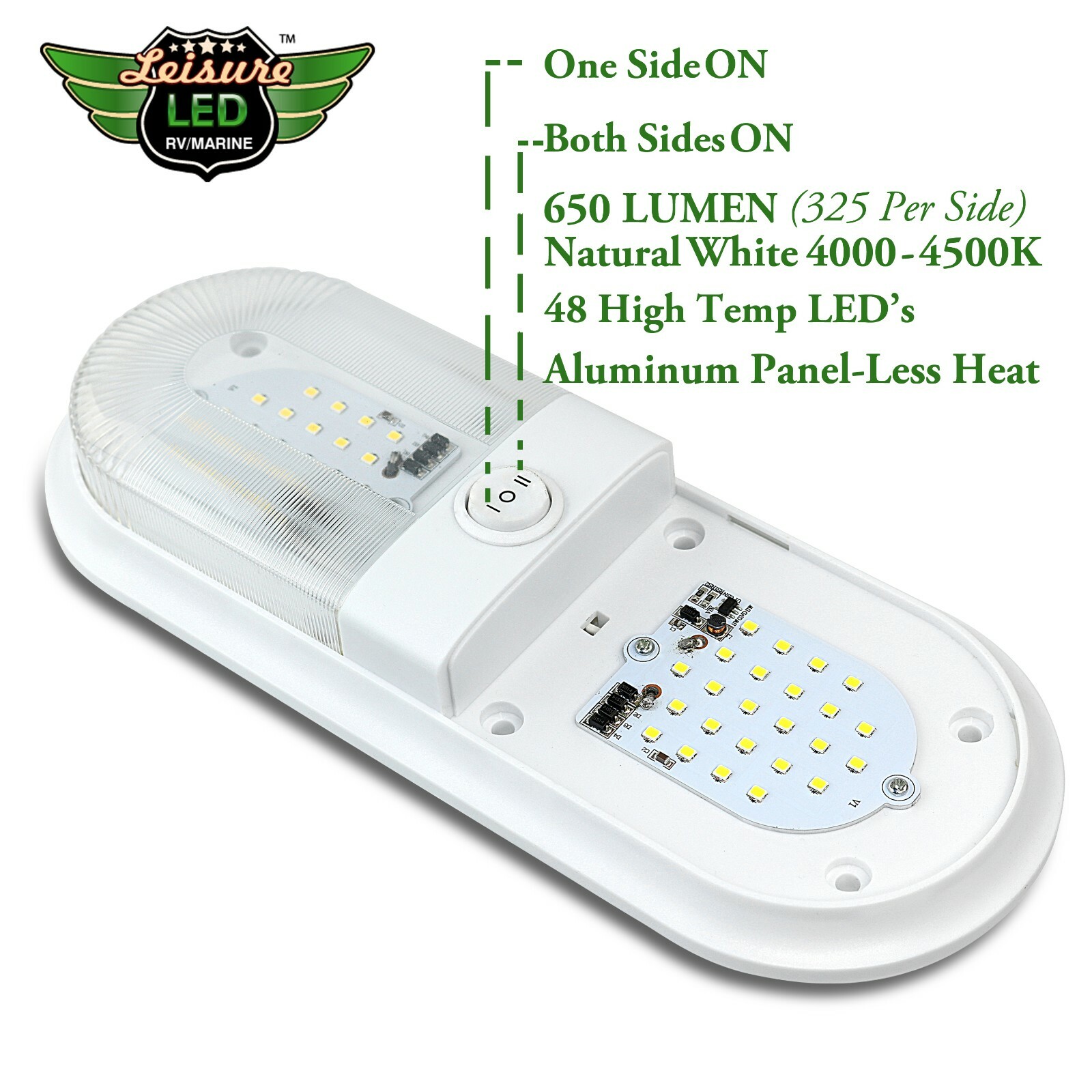 1pcs 12V RV Interior Lights RV LED Ceiling Double Dome Light with ON Off Switch