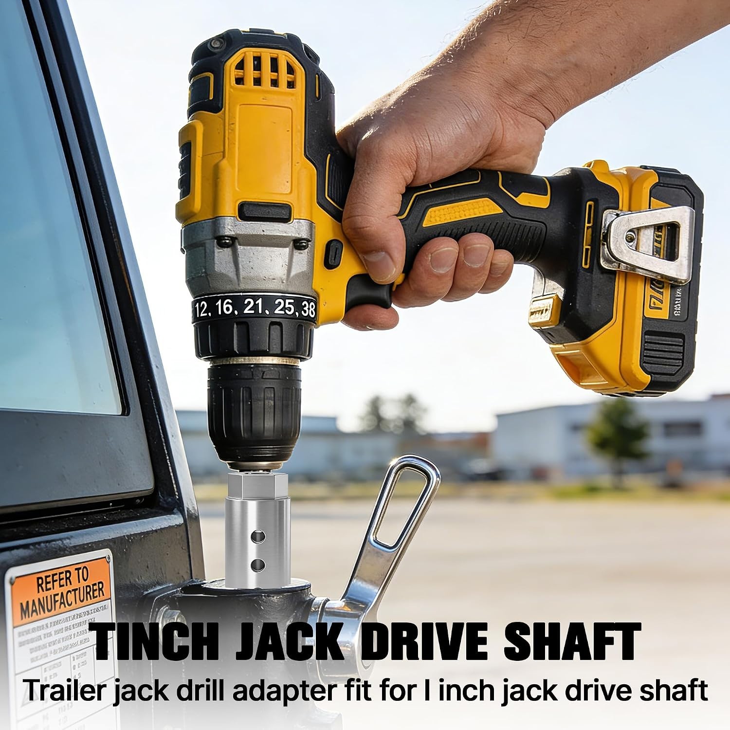 Trailer Jack Drill Adapter Kit, Fits 1-Inch Jack Drive Shafts, 2-in-1 Design for