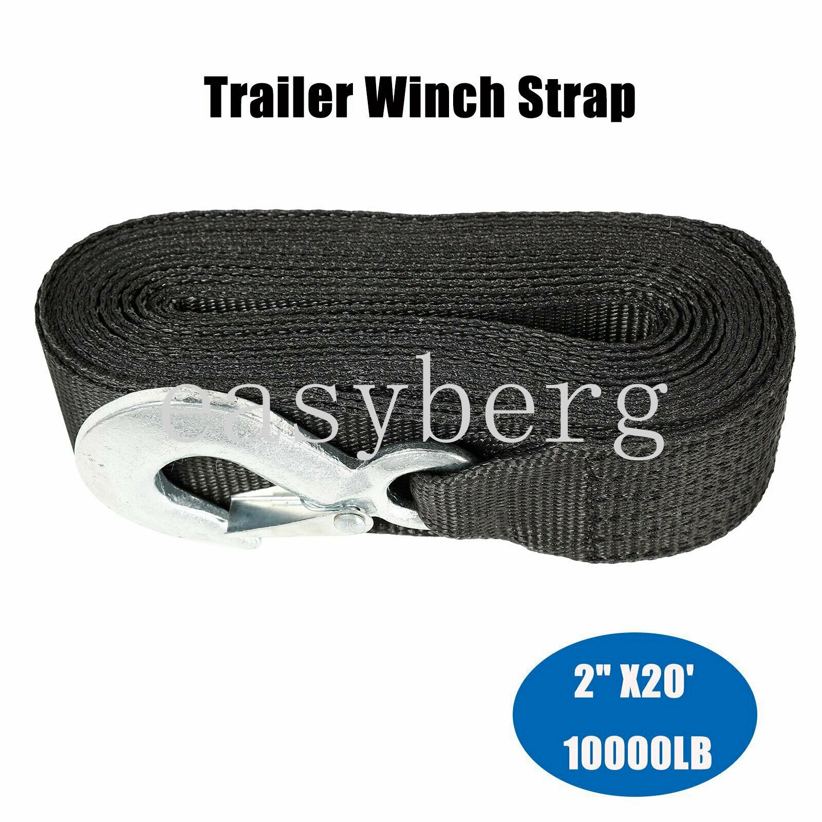 Deluxe Boat Trailer Replacement Winch Strap 2″x20′ Safety Snap Hook 10000LBS Max