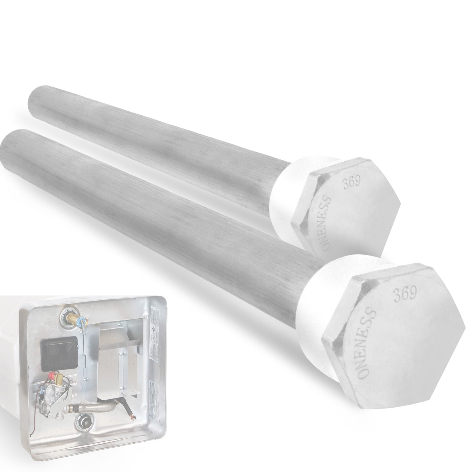 ONENESS 369 (2 Pack) RV Water Heater Anode Rod Suburban 9.25 in x 3/4 in NPT