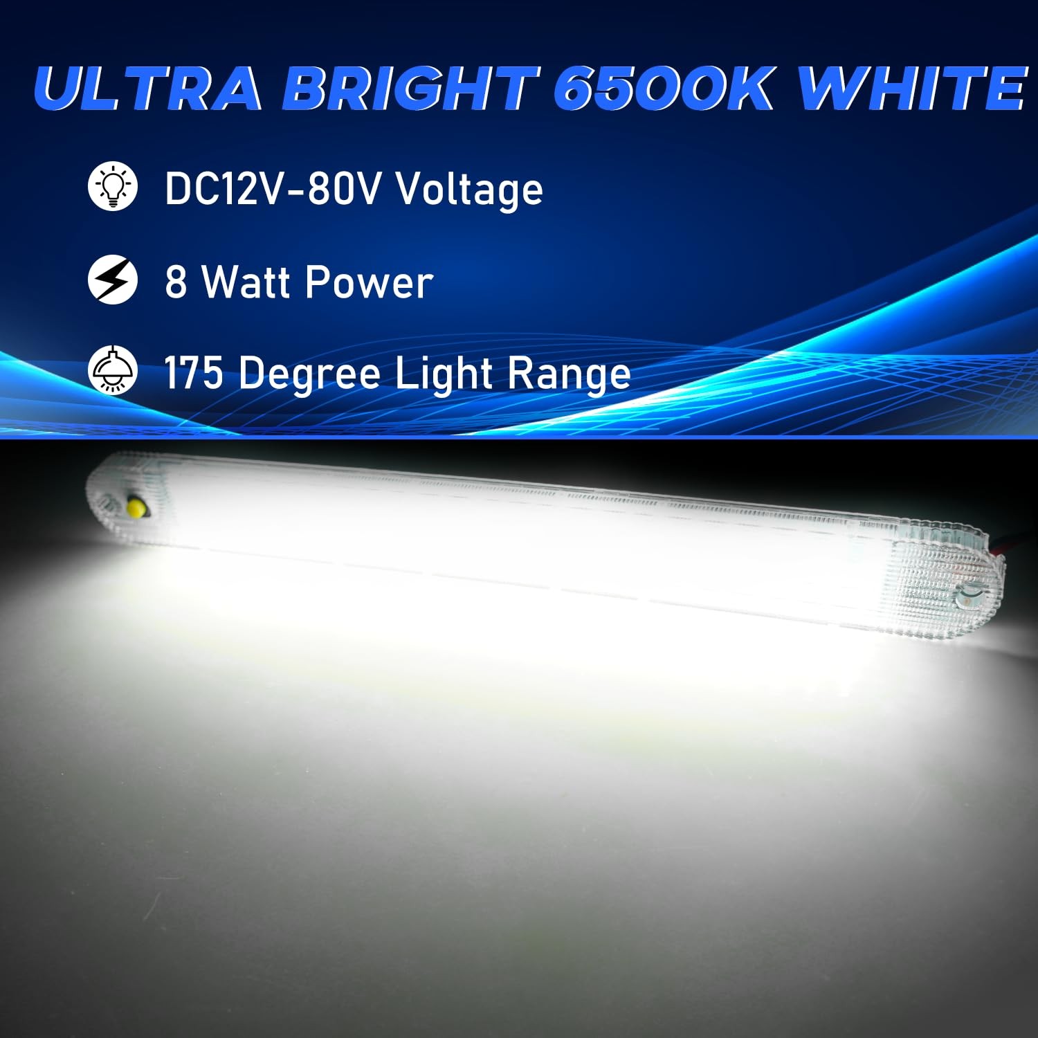 4 Pack 12V LED Interior Light Bars 72 LED 6500K White
