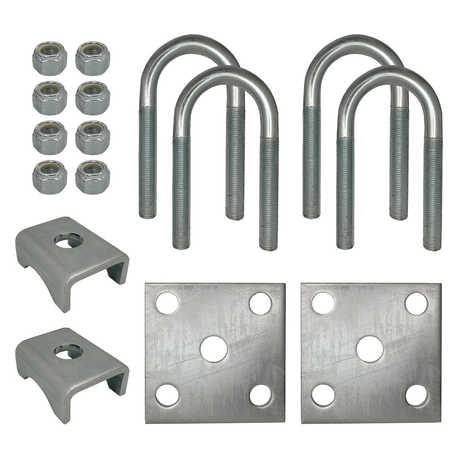 U Bolt Mounting & Plate Kit for 2,200 lb Trailer Axle with 1-3/4″ Round Tube Di