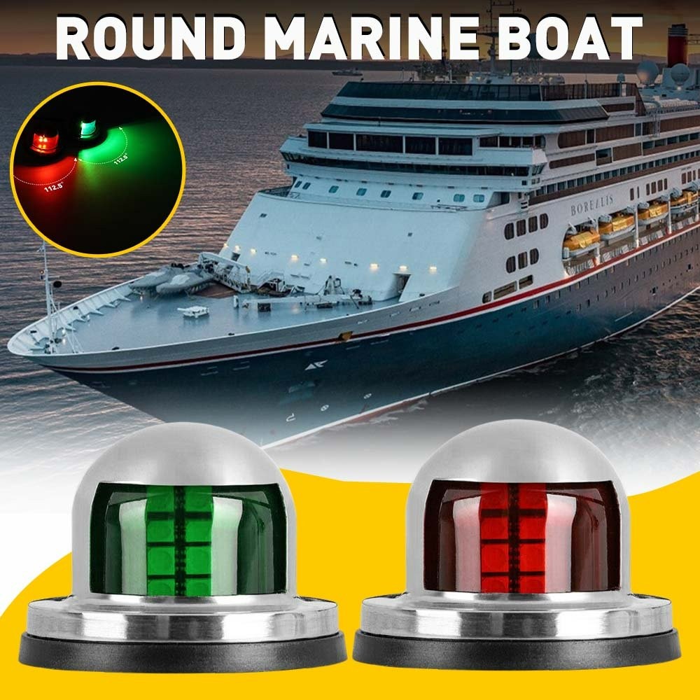 Pair & Red Green 8LED Lights Navigation Marine Bow Light Lamp for Boat Pontoon