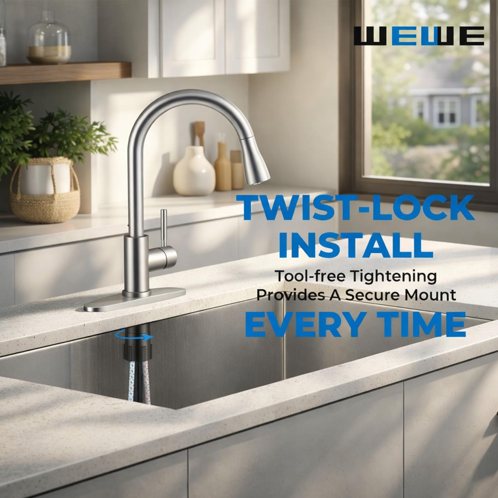 WEWE Single Handle High Arc Brushed Nickel Pull Out 01,