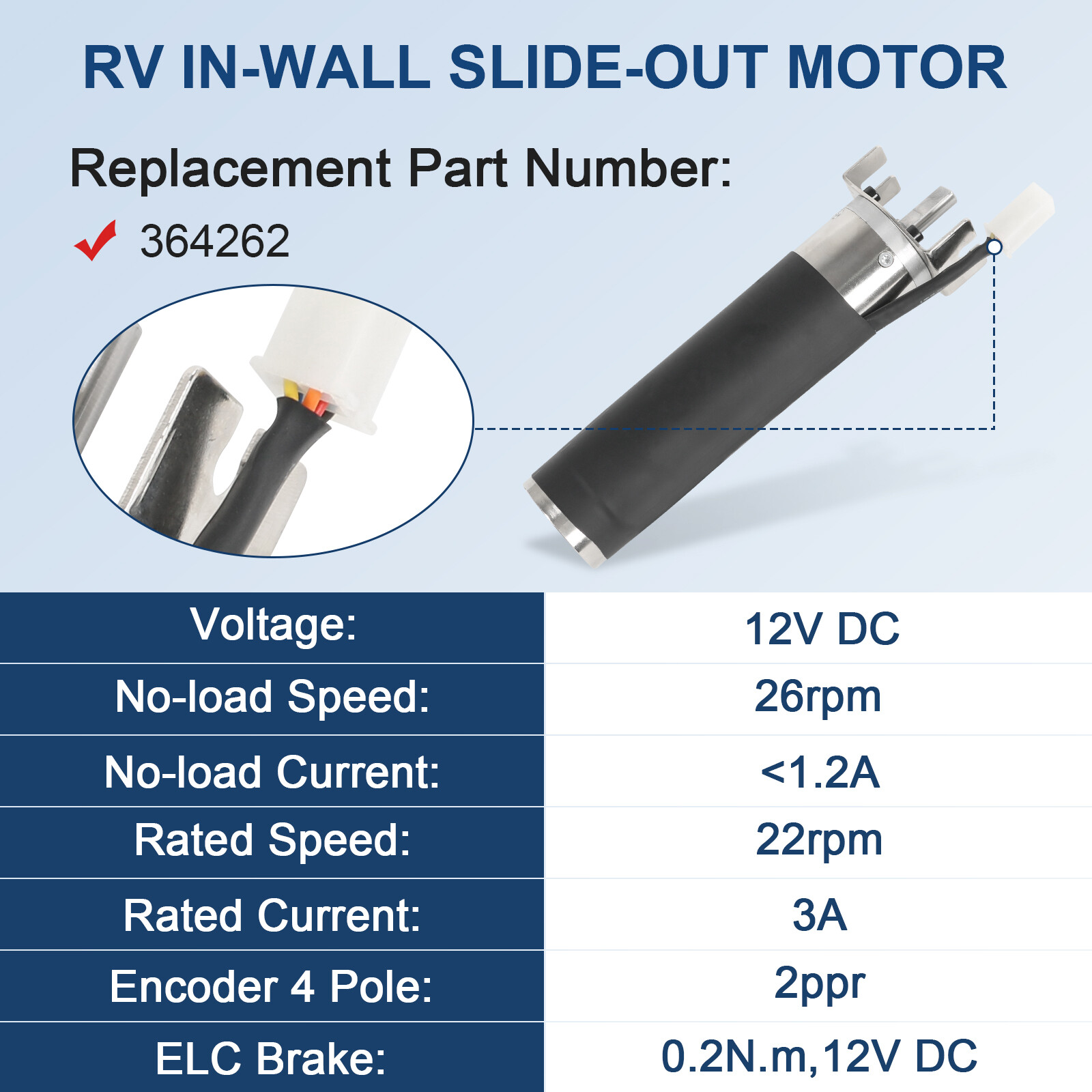 Replacement 42mm Mid Torque In Wall Slide Out Motor For Lippert 364262 20561
